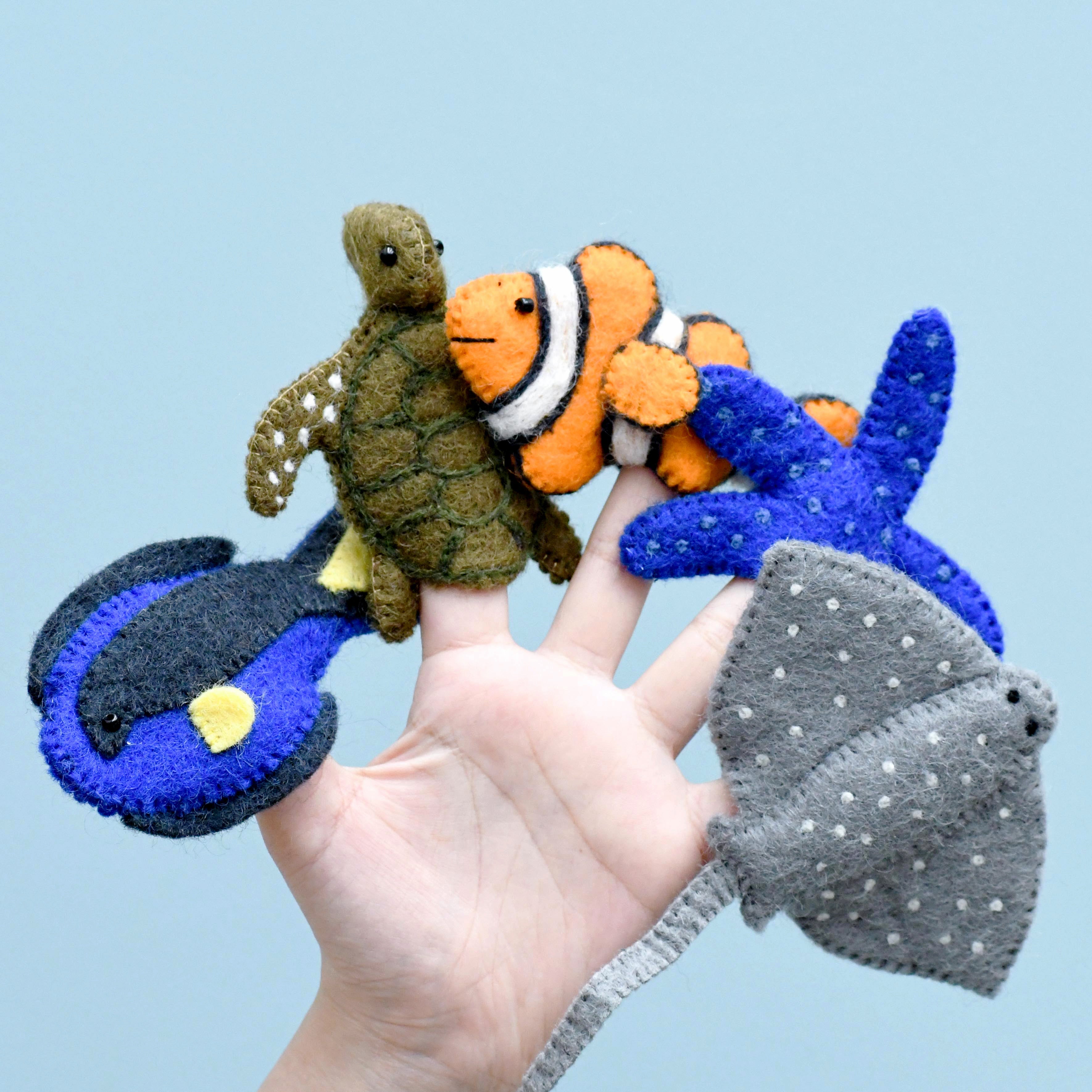 Australian Coral Reef Under the Sea, Finger Puppet Set - Tara Treasures