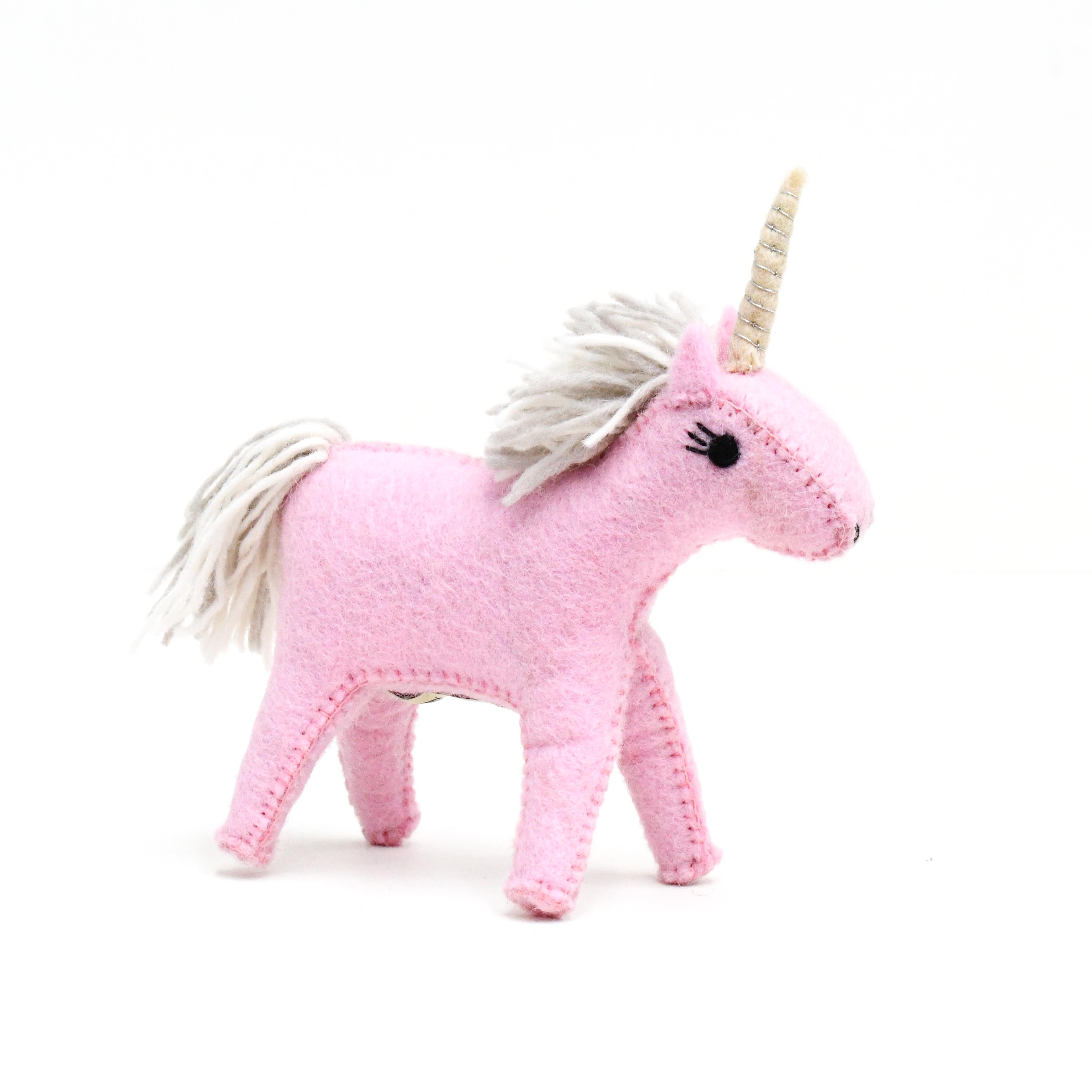 Felt Pink Unicorn Toy - Tara Treasures
