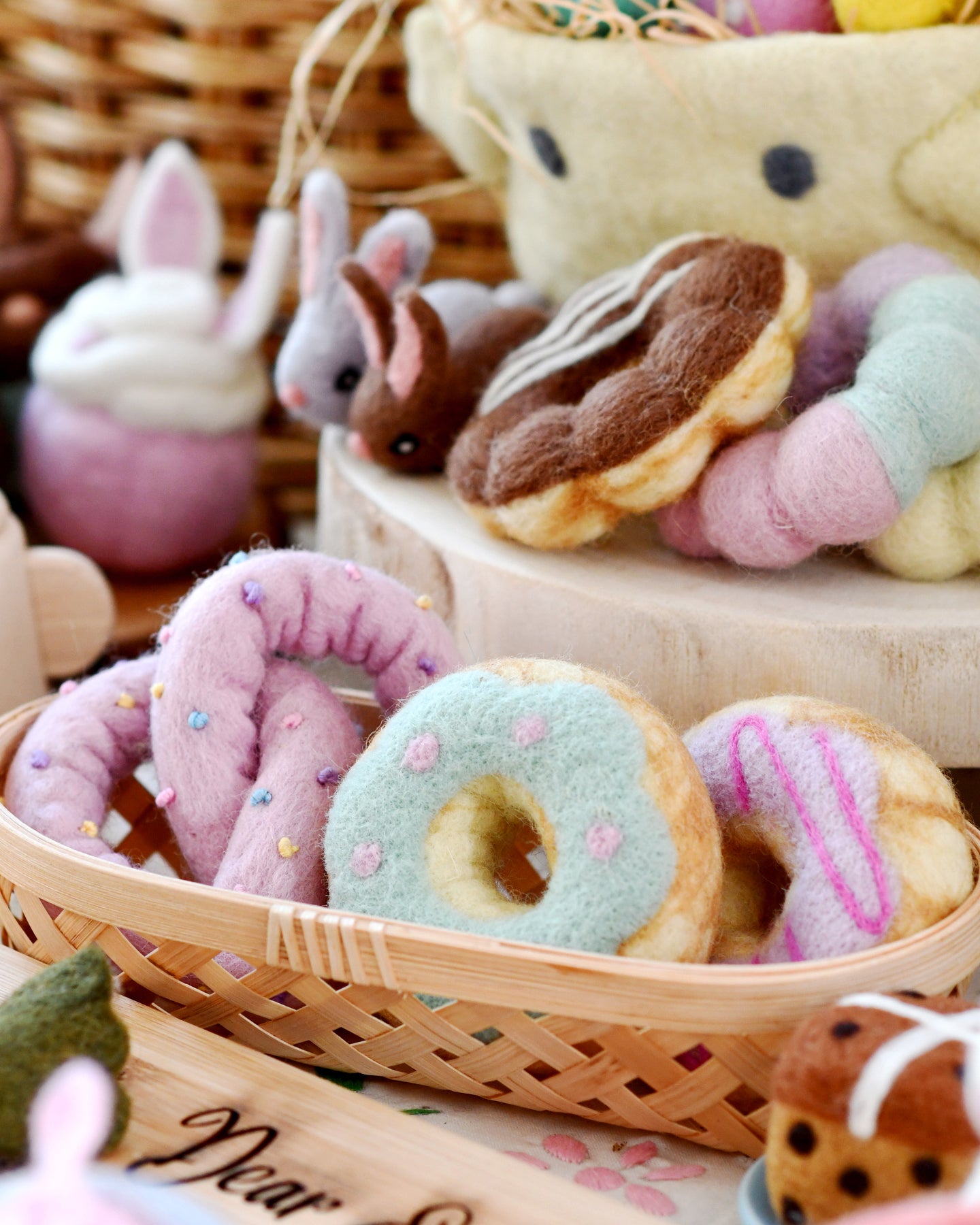 Felt Doughnut (Donut) with Pastel Frosting and Pink Drizzle