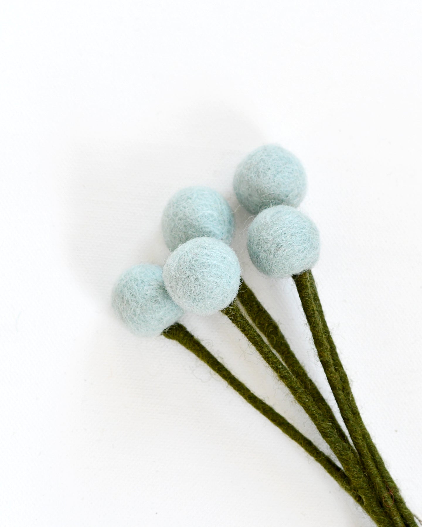 Felt Light Blue Billy Buttons - Set of 5 Stems