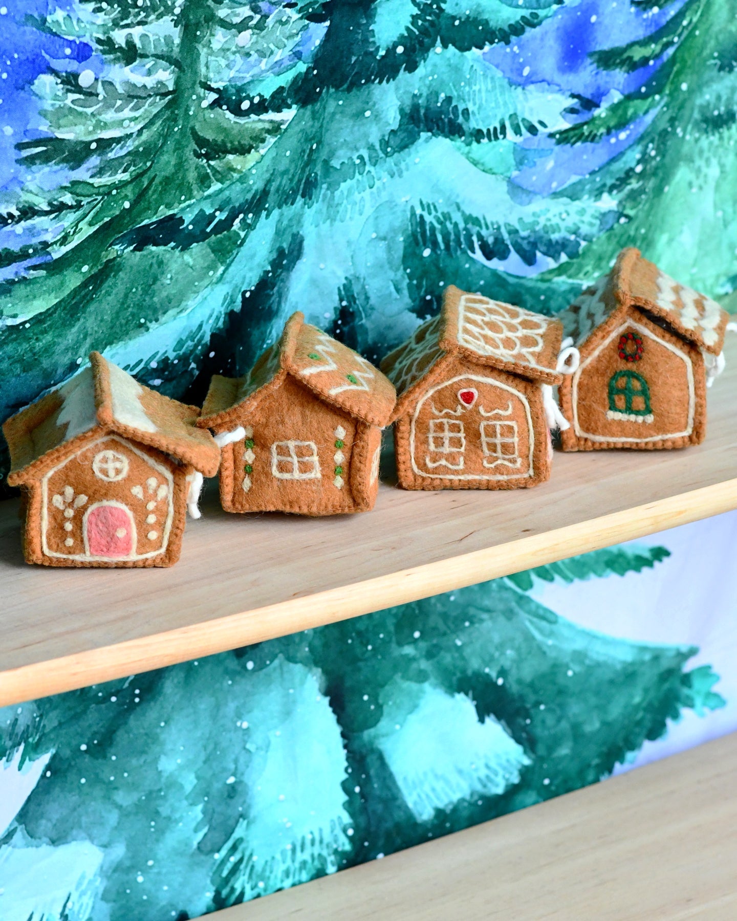 Felt Gingerbread House - Green Windows