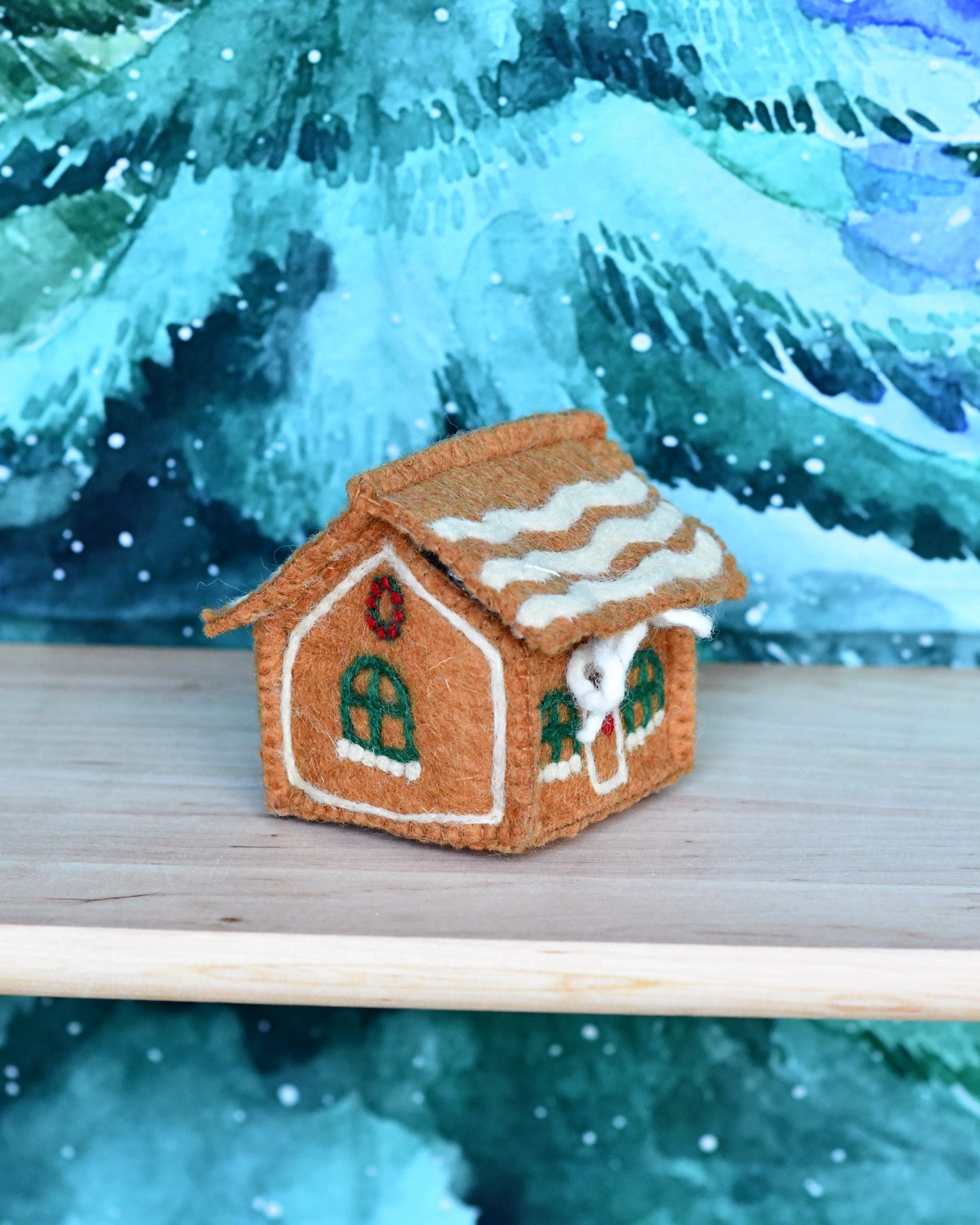 Felt Gingerbread House - Green Windows