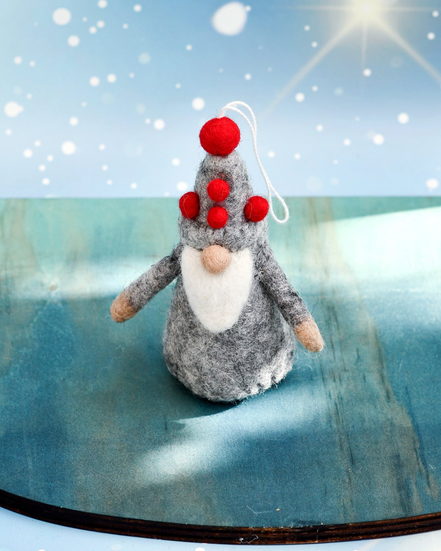 Felt Grey Gnome Ornament