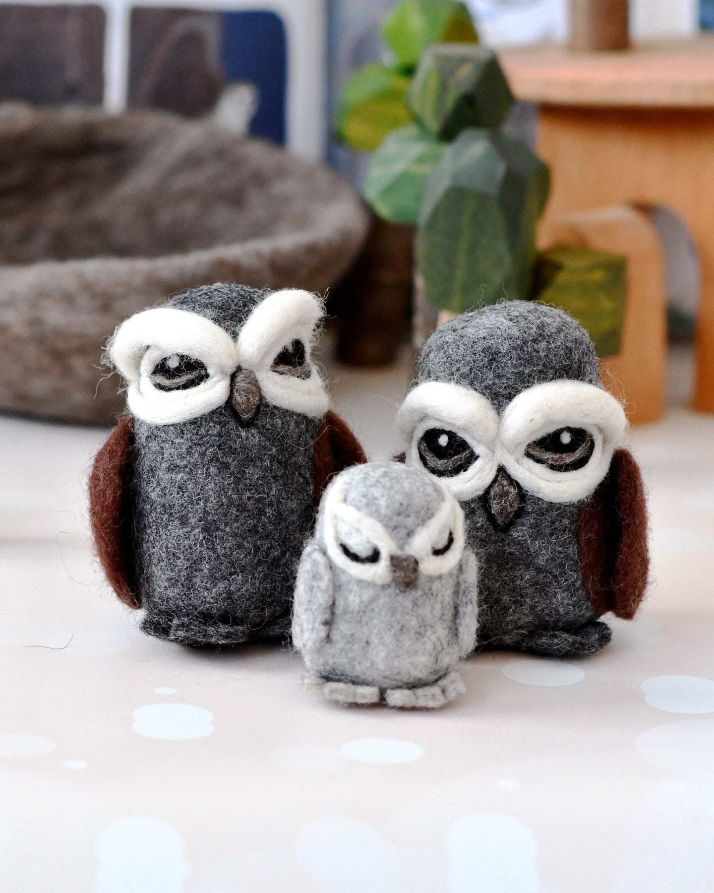 Felt Owl Family (Set of 3)