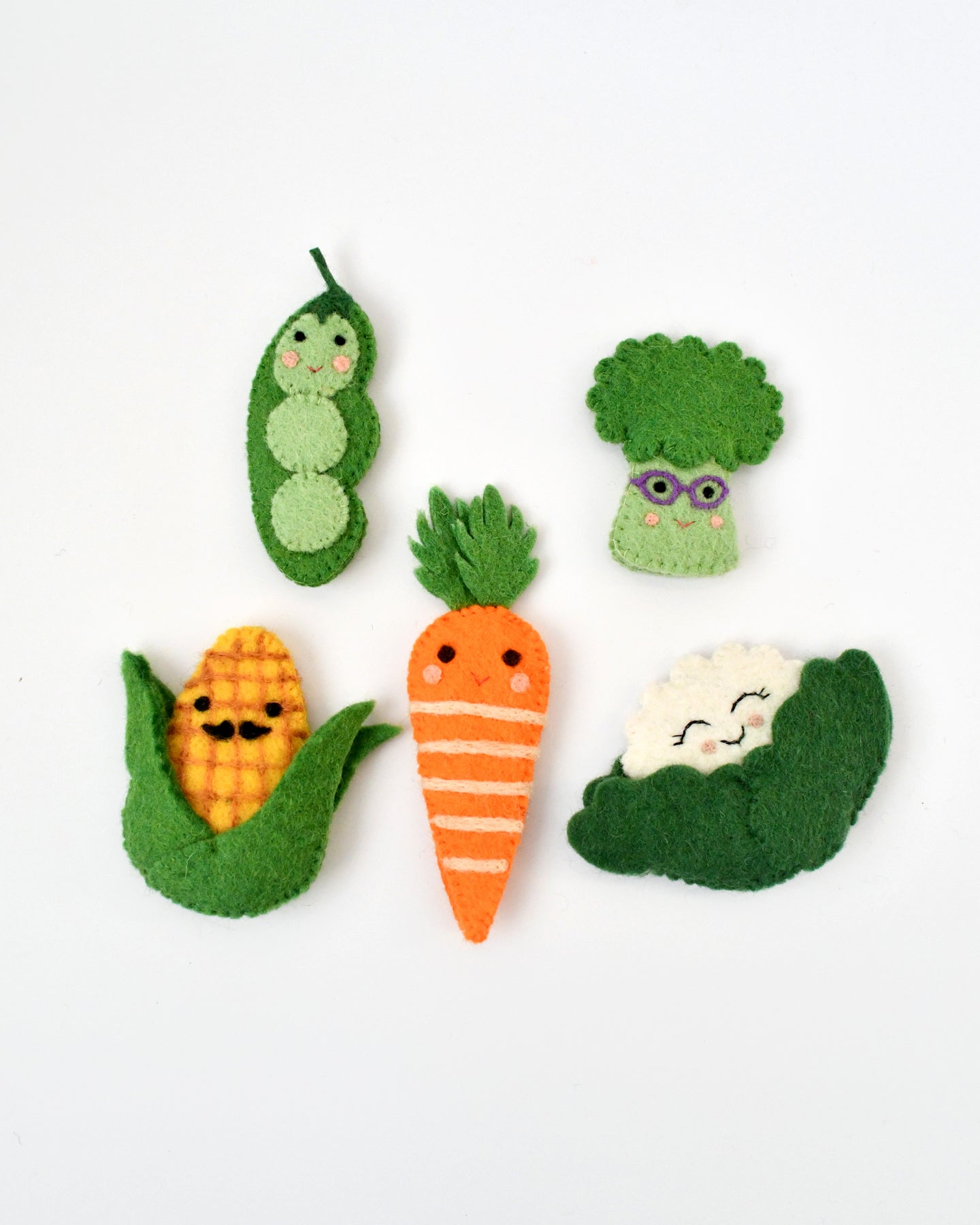 Felt Vegetables Finger Puppets Set