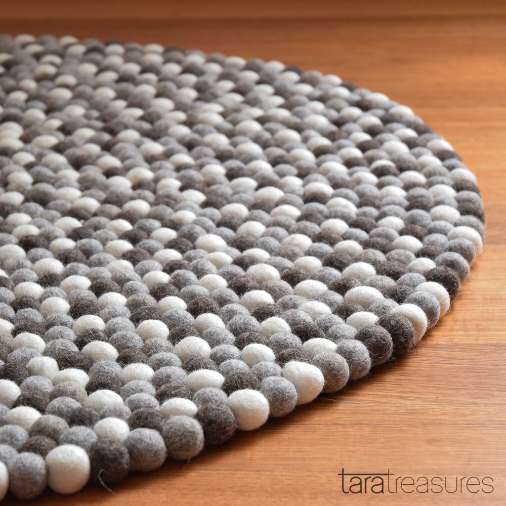 Felt Ball Rug - Pebbles 100cm - Tara Treasures