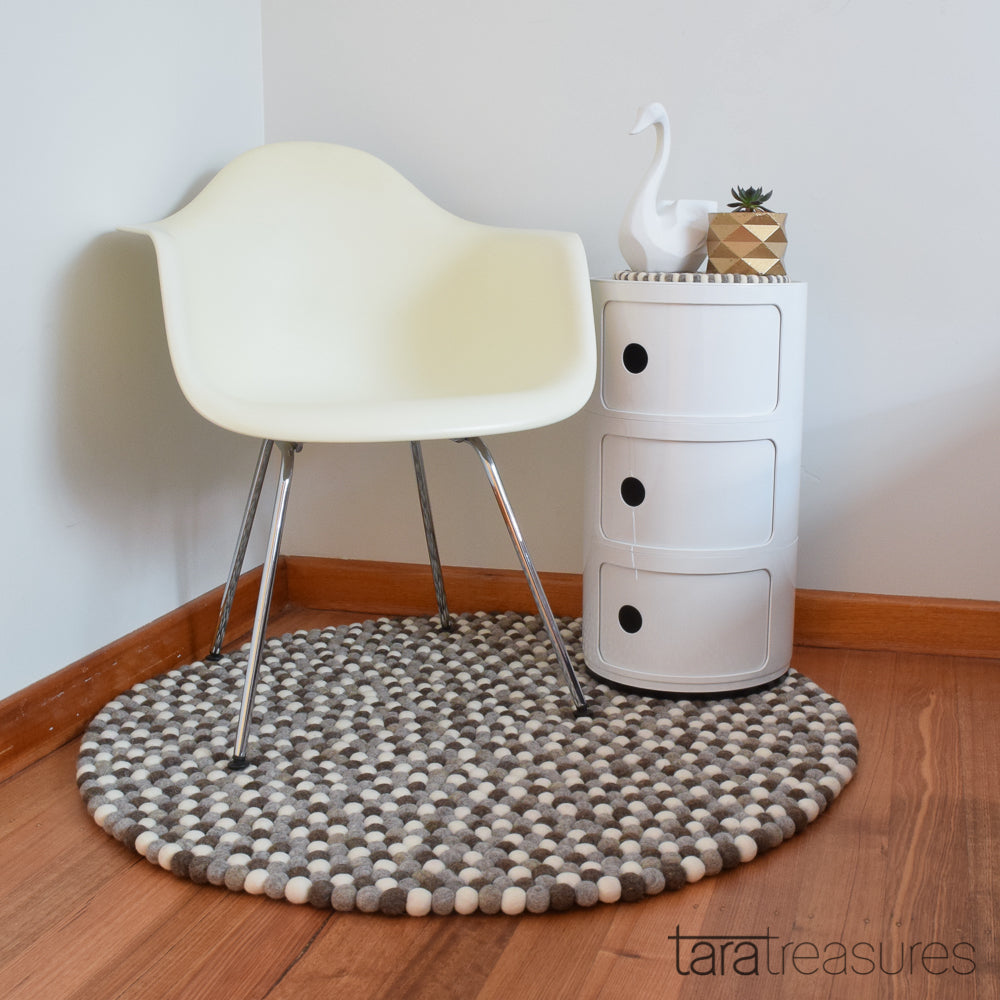 Felt Ball Rug - Pebbles 100cm - Tara Treasures