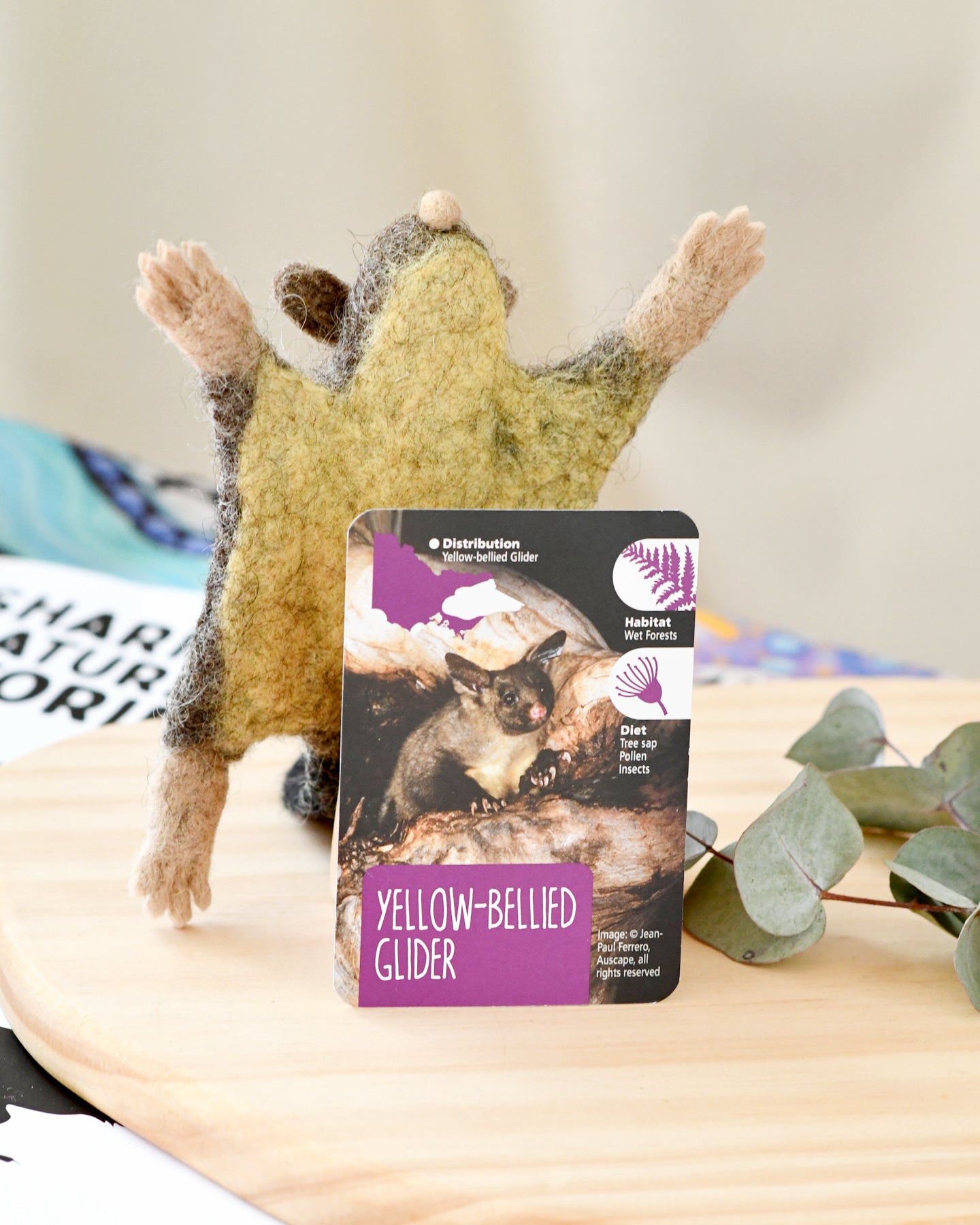 Felt Australian Toy - Yellow-Bellied Glider - Parks Victoria Nature Mascots