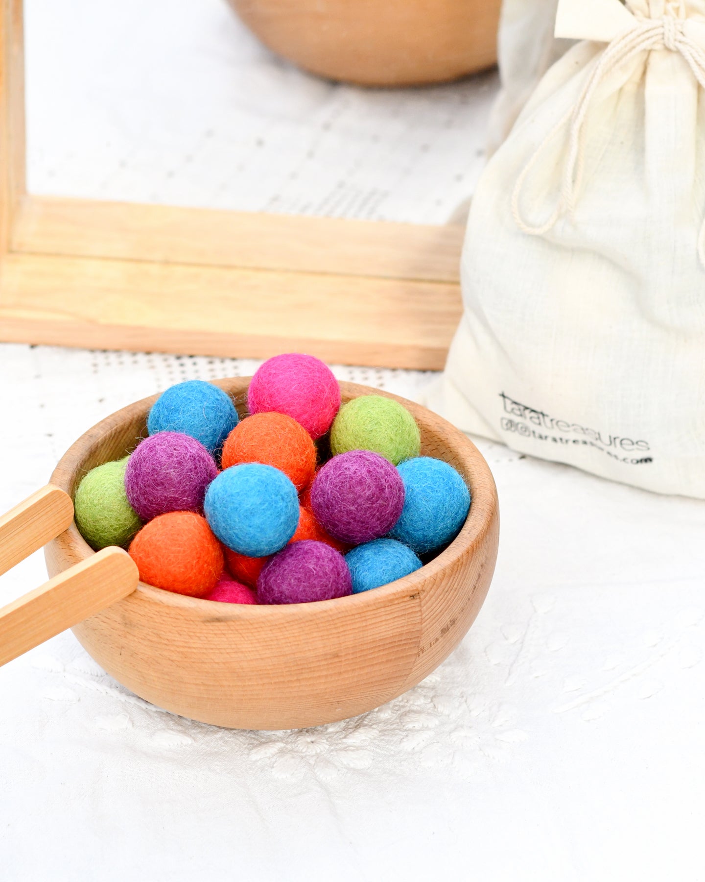 Wool Felt Balls in a Pouch - Sherbet Colours 3cm 30 balls - Tara Treasures