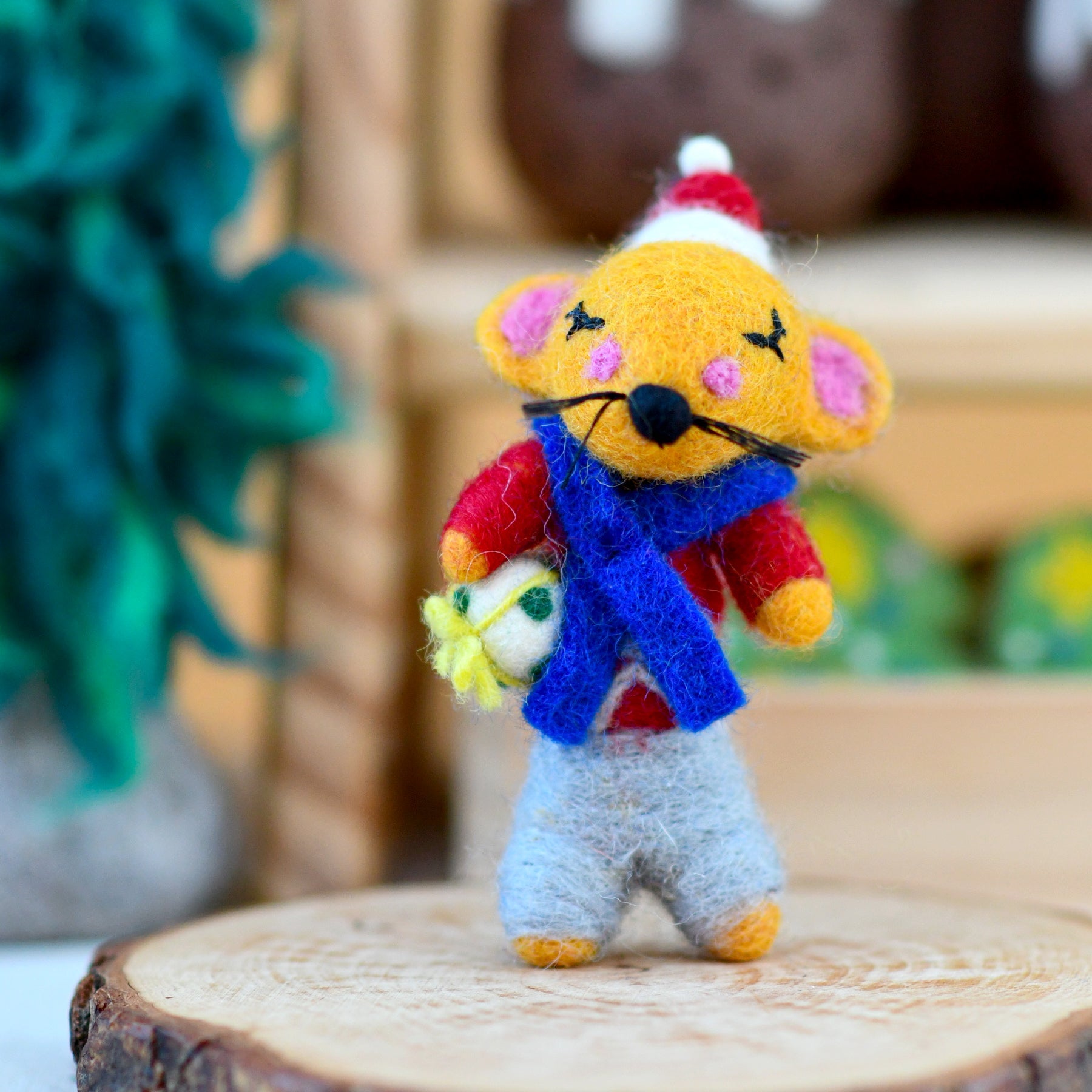 Felt Boy Christmas Mouse Ornament - Tara Treasures