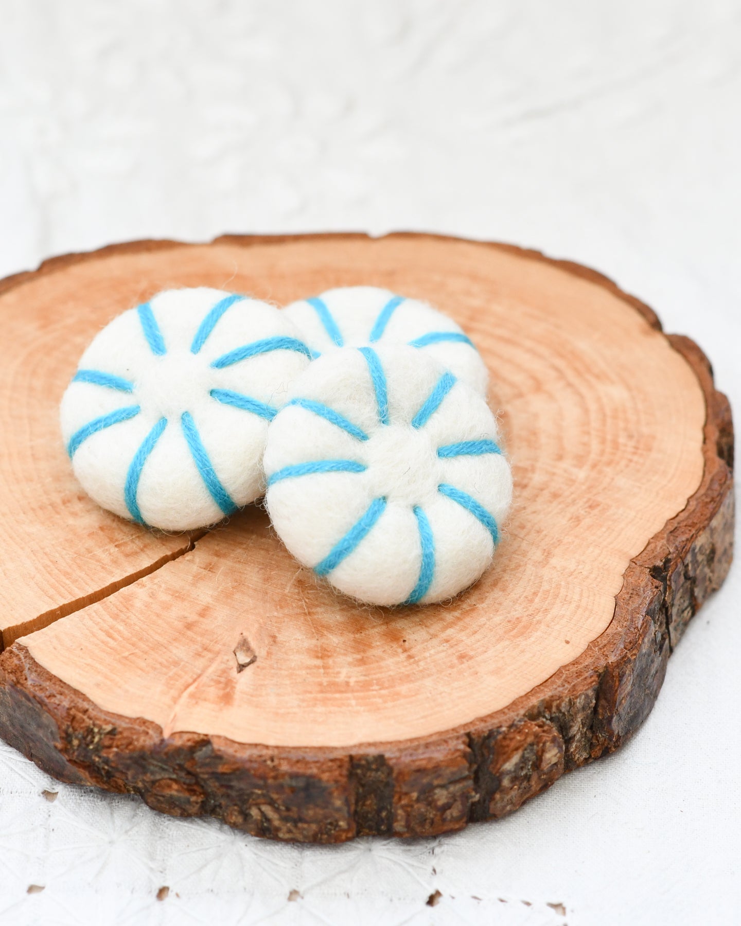 Felt Peppermint Candy Lollies (Mint Blue and White) - Set of 3 - Tara Treasures