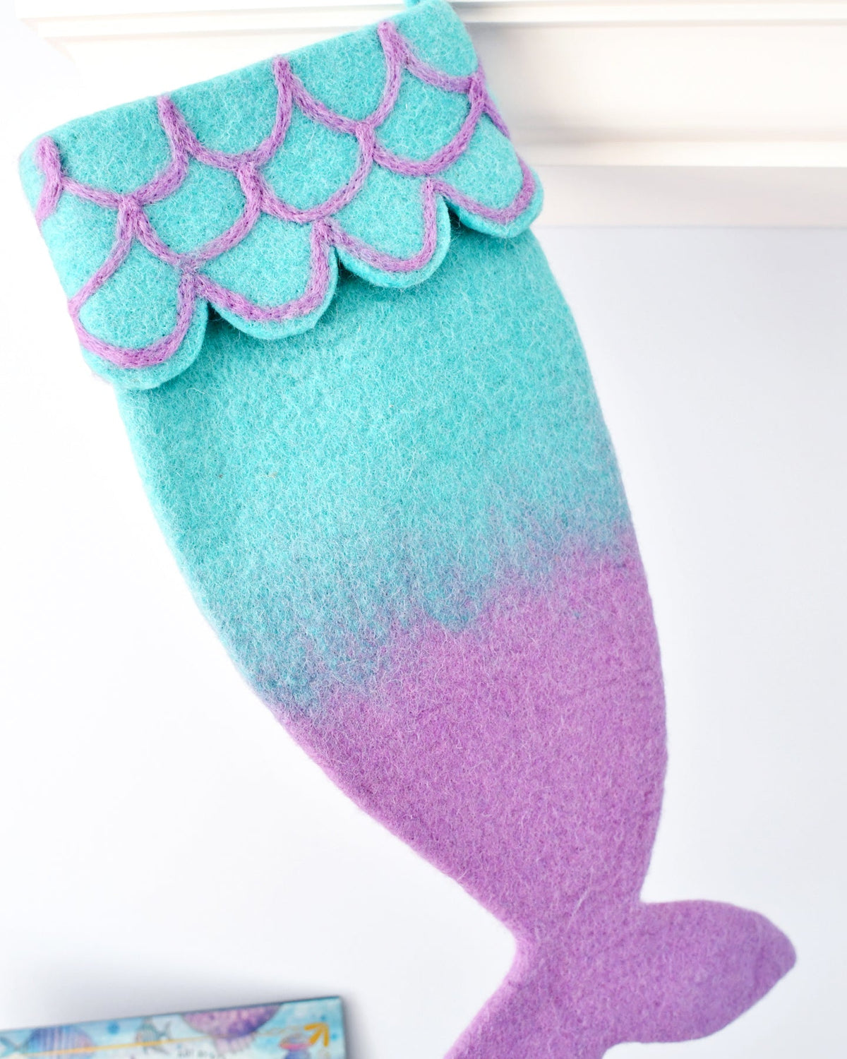 Felt Mermaid Christmas Stocking - Cyan-Purple Colours | Tara Treasures ...