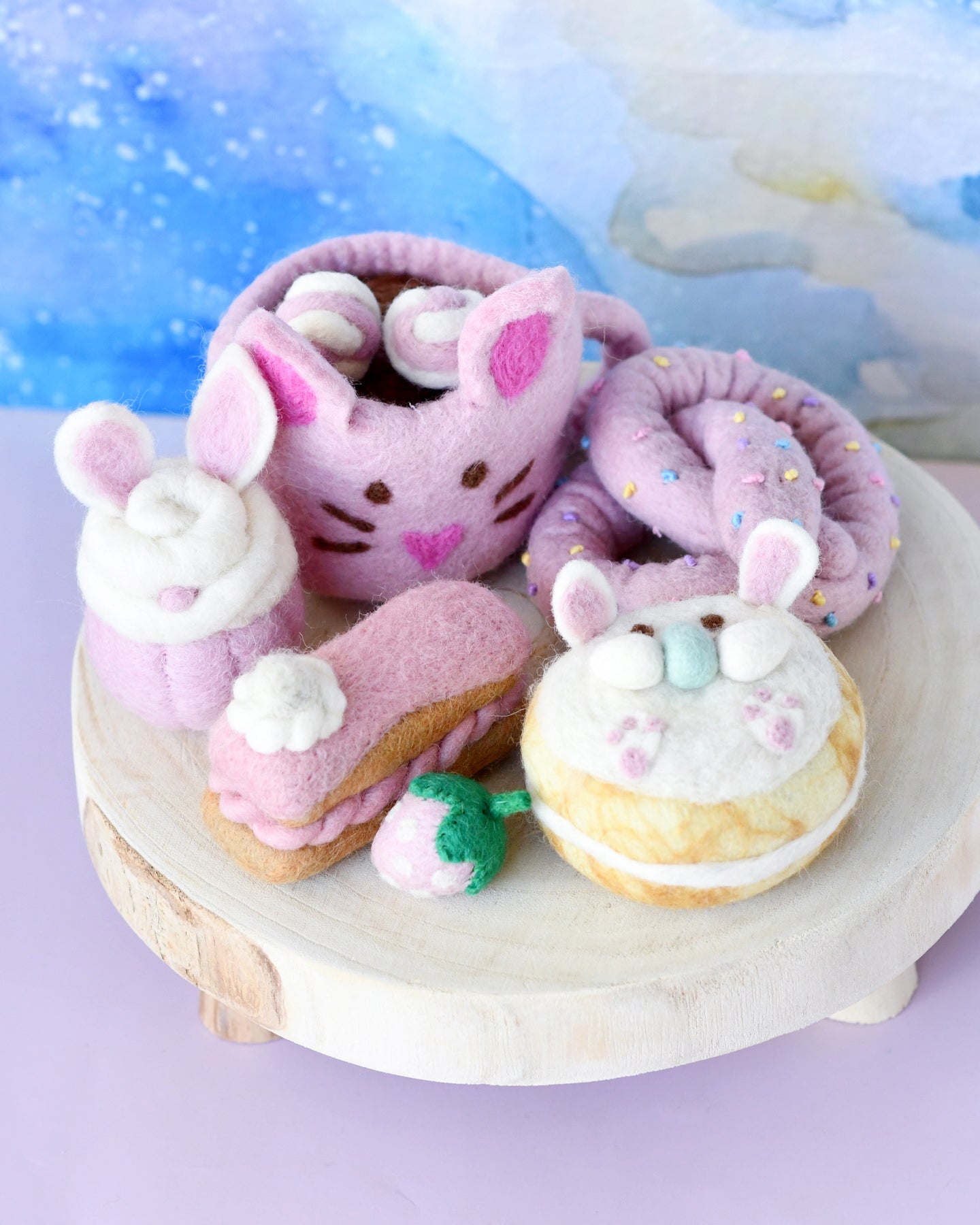 Grazing Box of Easter Felt Play Food (Pink Mug)