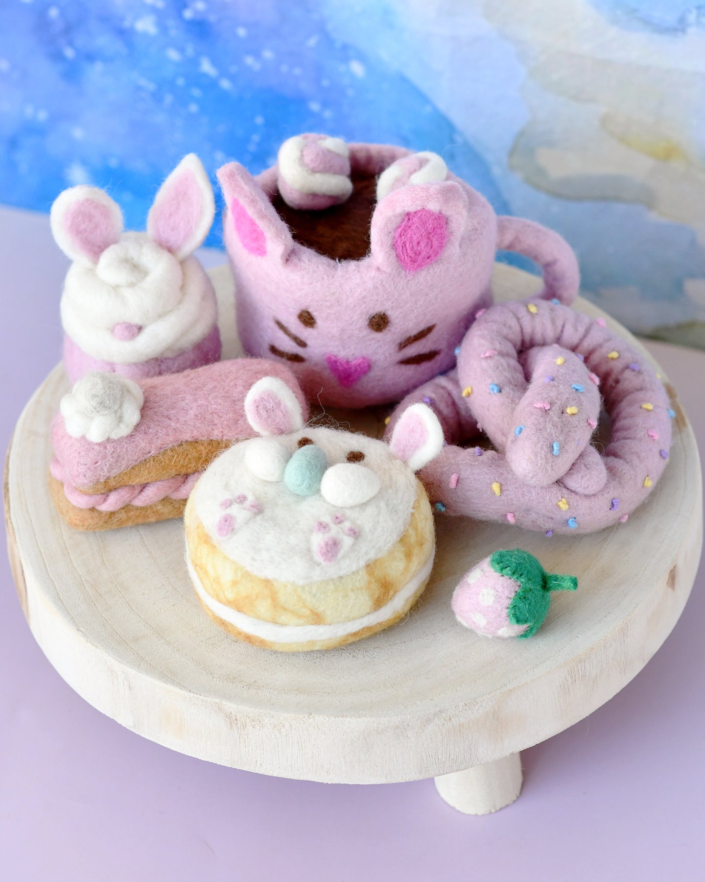 Grazing Box of Easter Felt Play Food (Pink Mug)