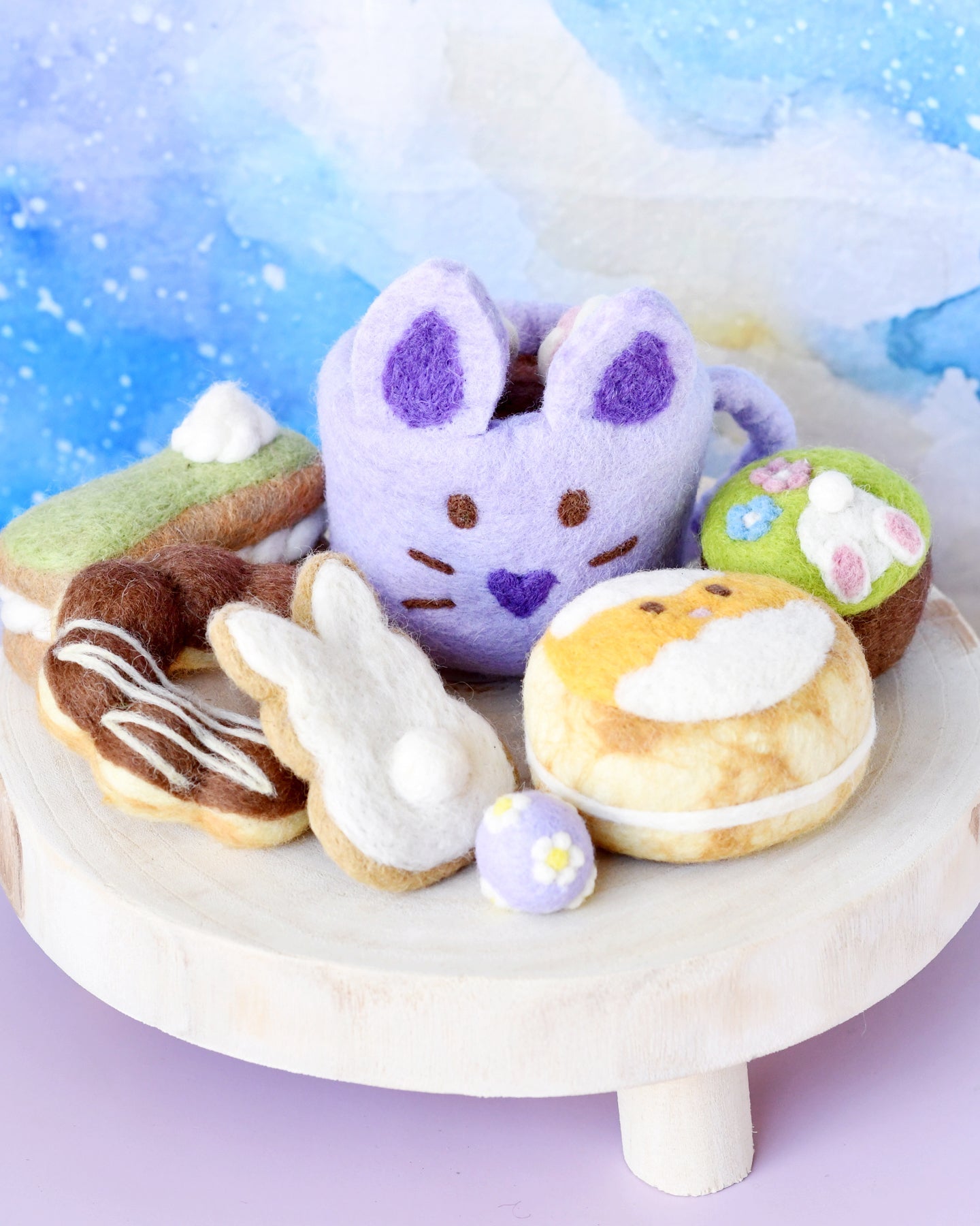 Grazing Box of Easter Felt Play Food (Lilac Purple Mug)