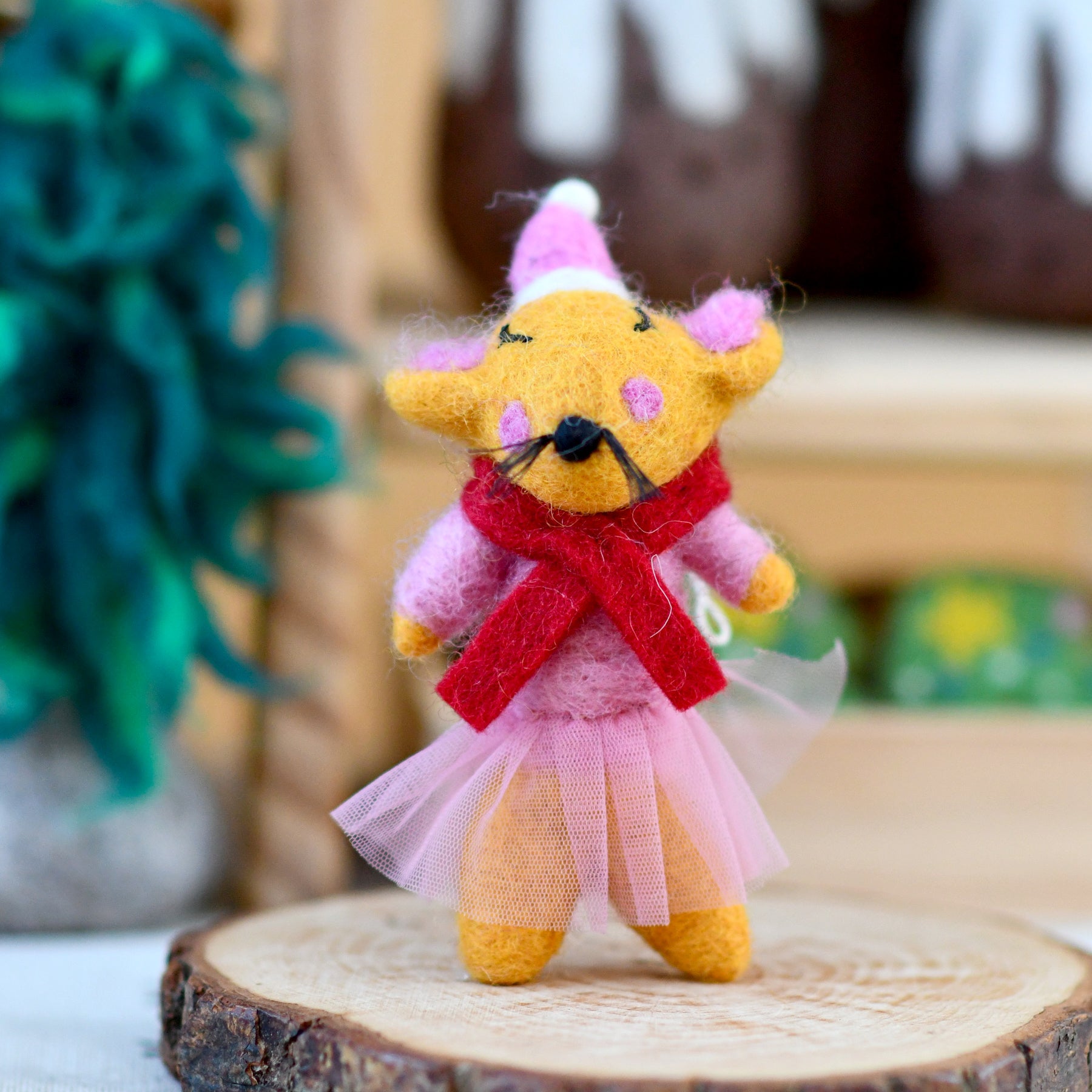 Felt Girl Christmas Mouse Ornament - Tara Treasures