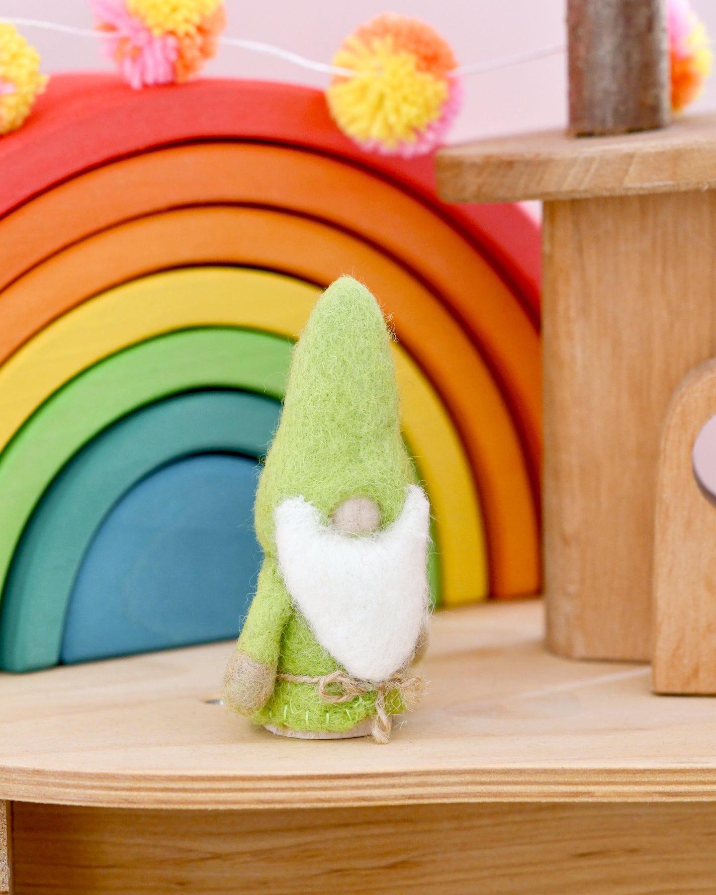 Lime Green Felt Gnome Peg Doll