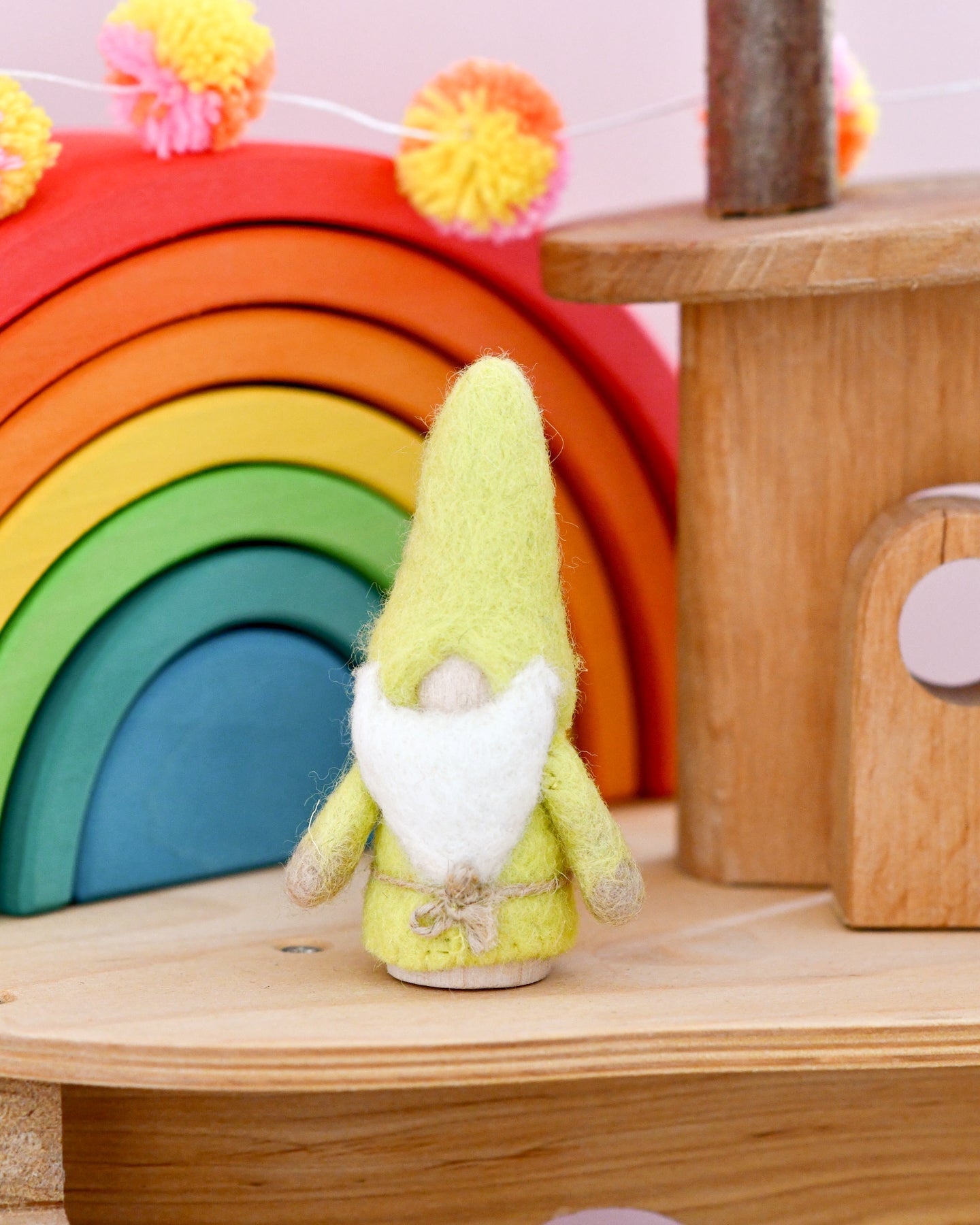 Lemon Yellow Felt Gnome Peg Doll