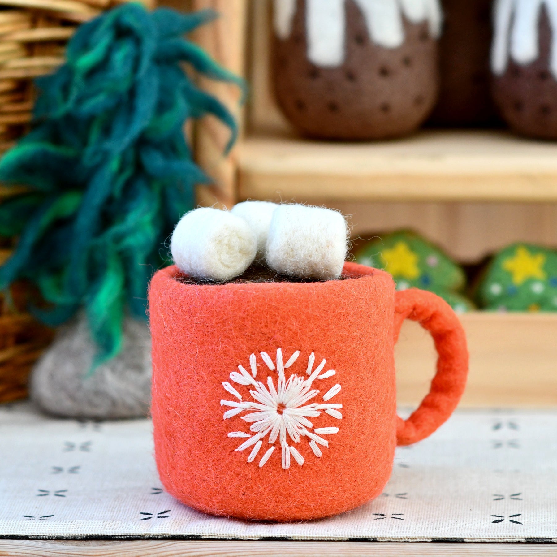 Felt Hot Chocolate Cacao with Marshmallows - Tara Treasures