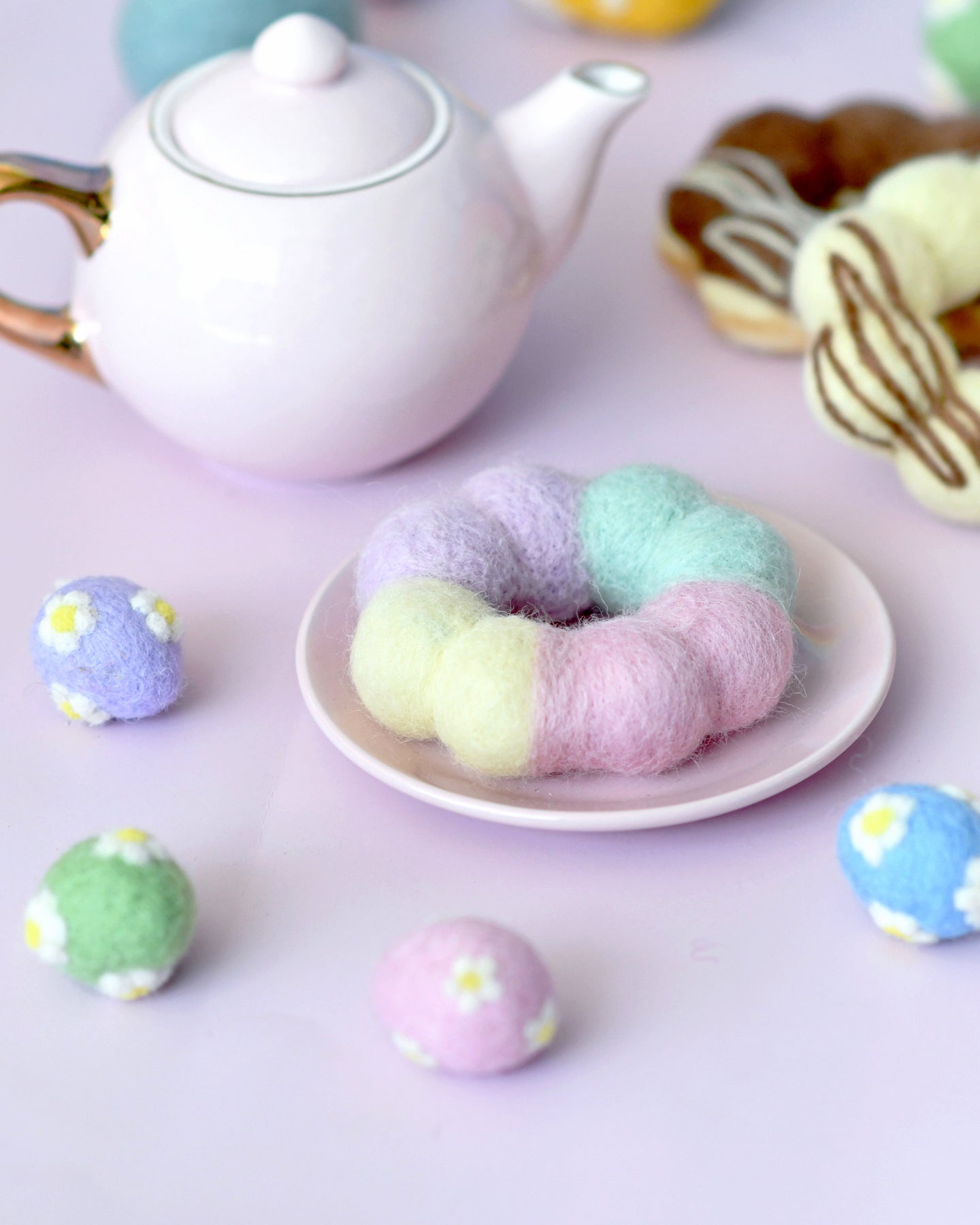 Felt Pastel Glaze Vanilla Pon De Ring Mochi Donut