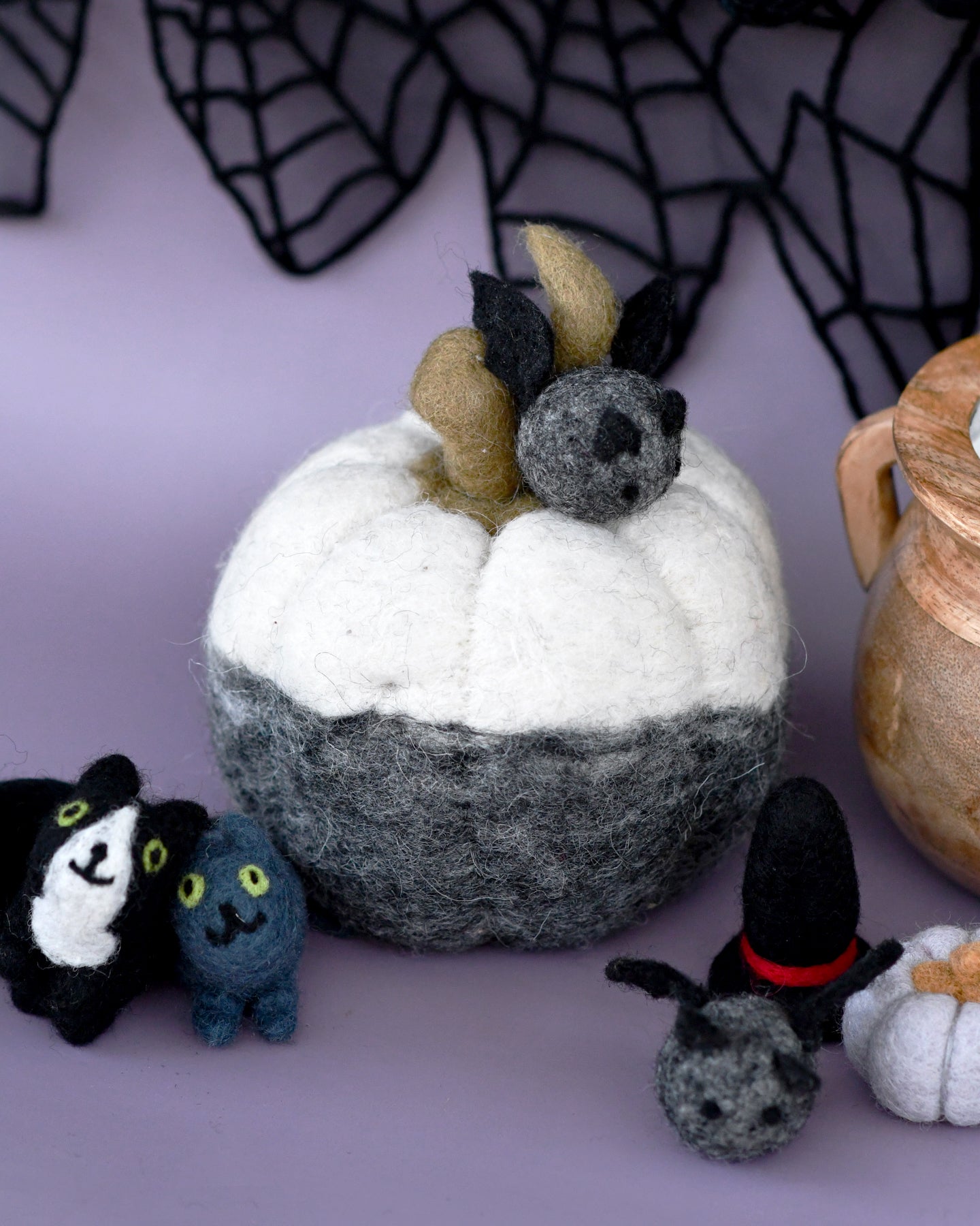 Felt Black and White Pumpkin