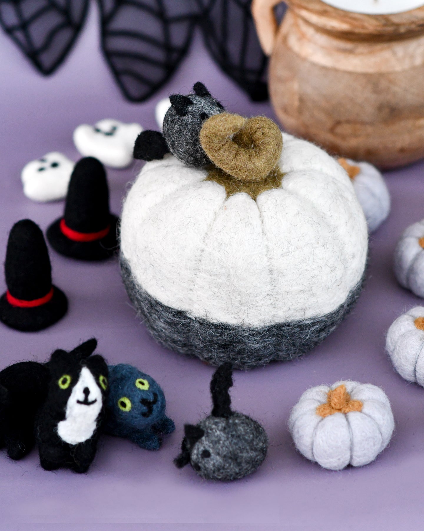 Felt Black and White Pumpkin