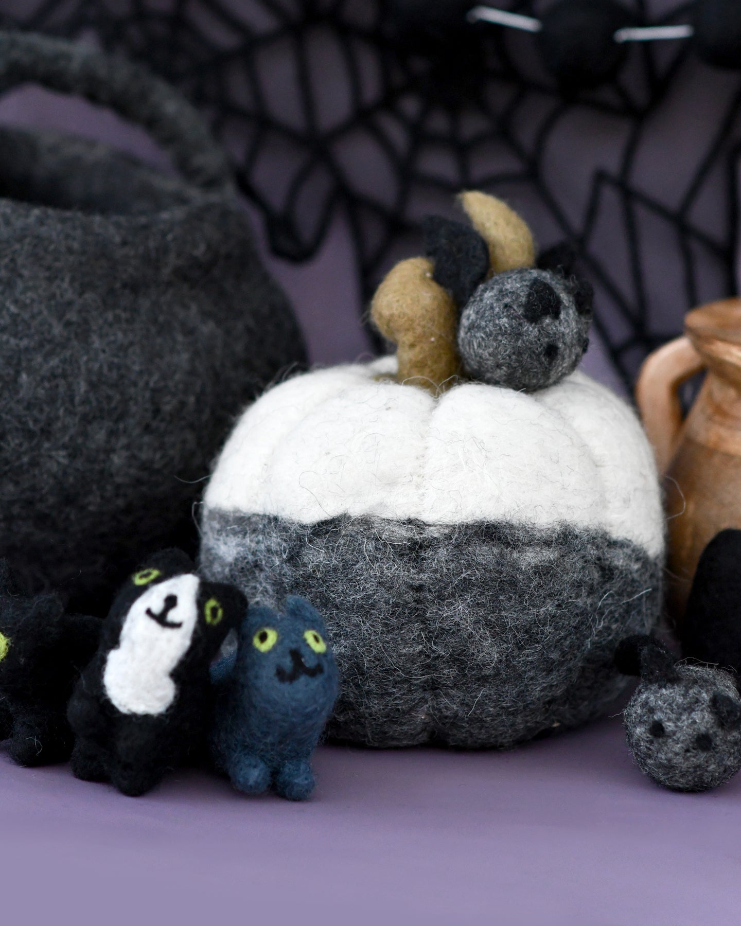 Felt Black and White Pumpkin