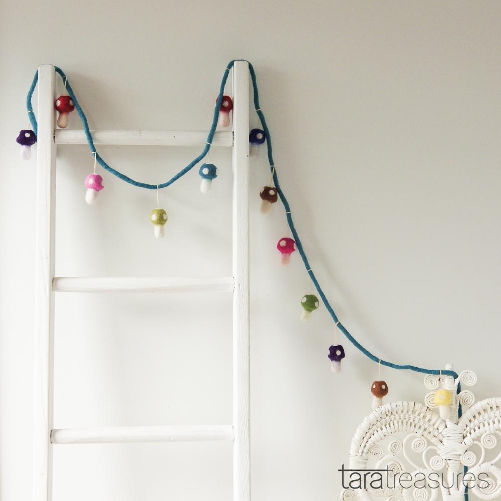 Mushroom (Toadstool) Garland - Colourful - Tara Treasures