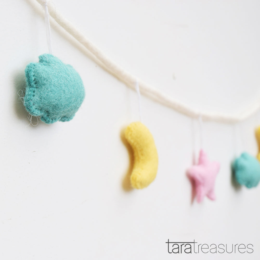 Cloud, Moon & Star Garland - Pastel - Tara Treasures