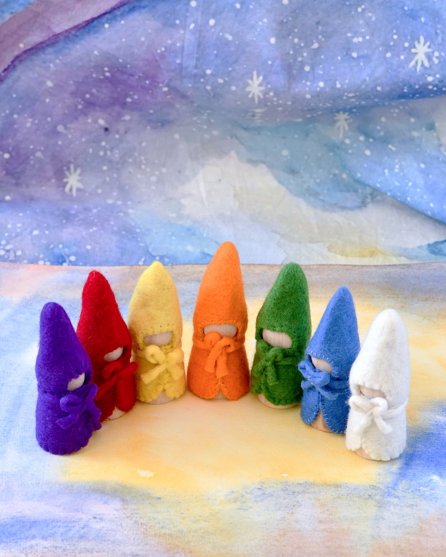 Felt Waldorf Colours of the Week Peg Dolls