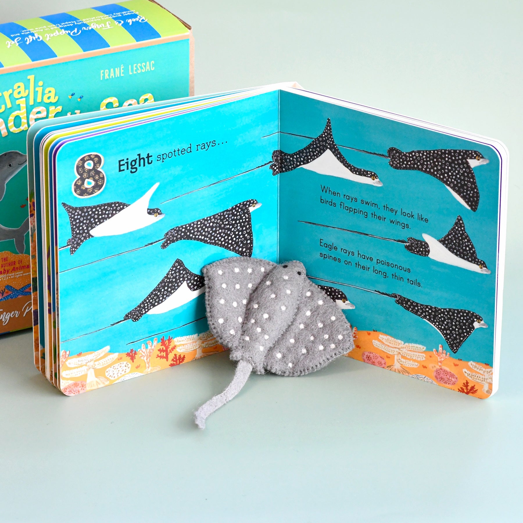 Australia Under the Sea 1, 2, 3 by Frané Lessac - Book and Finger Puppet Set - Tara Treasures