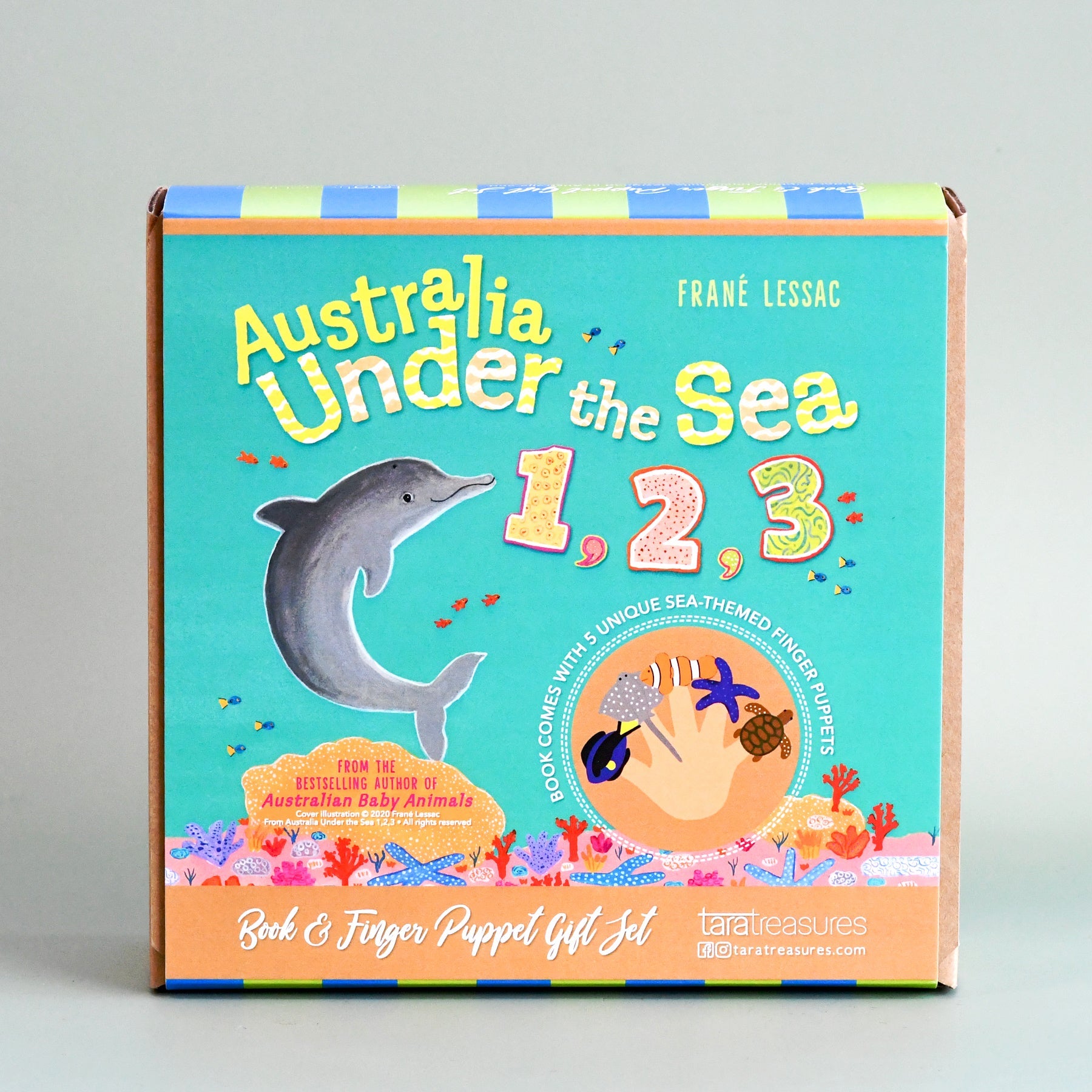 Australia Under the Sea 1, 2, 3 by Frané Lessac - Book and Finger Puppet Set - Tara Treasures