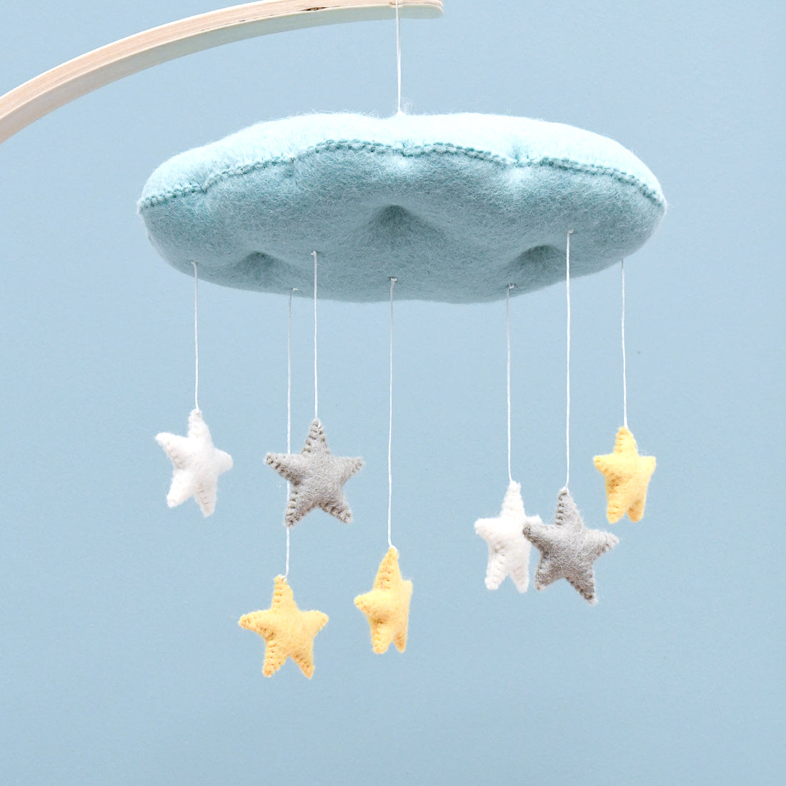 Cloud Nursery Mobile with Stars - 3D Blue - Tara Treasures