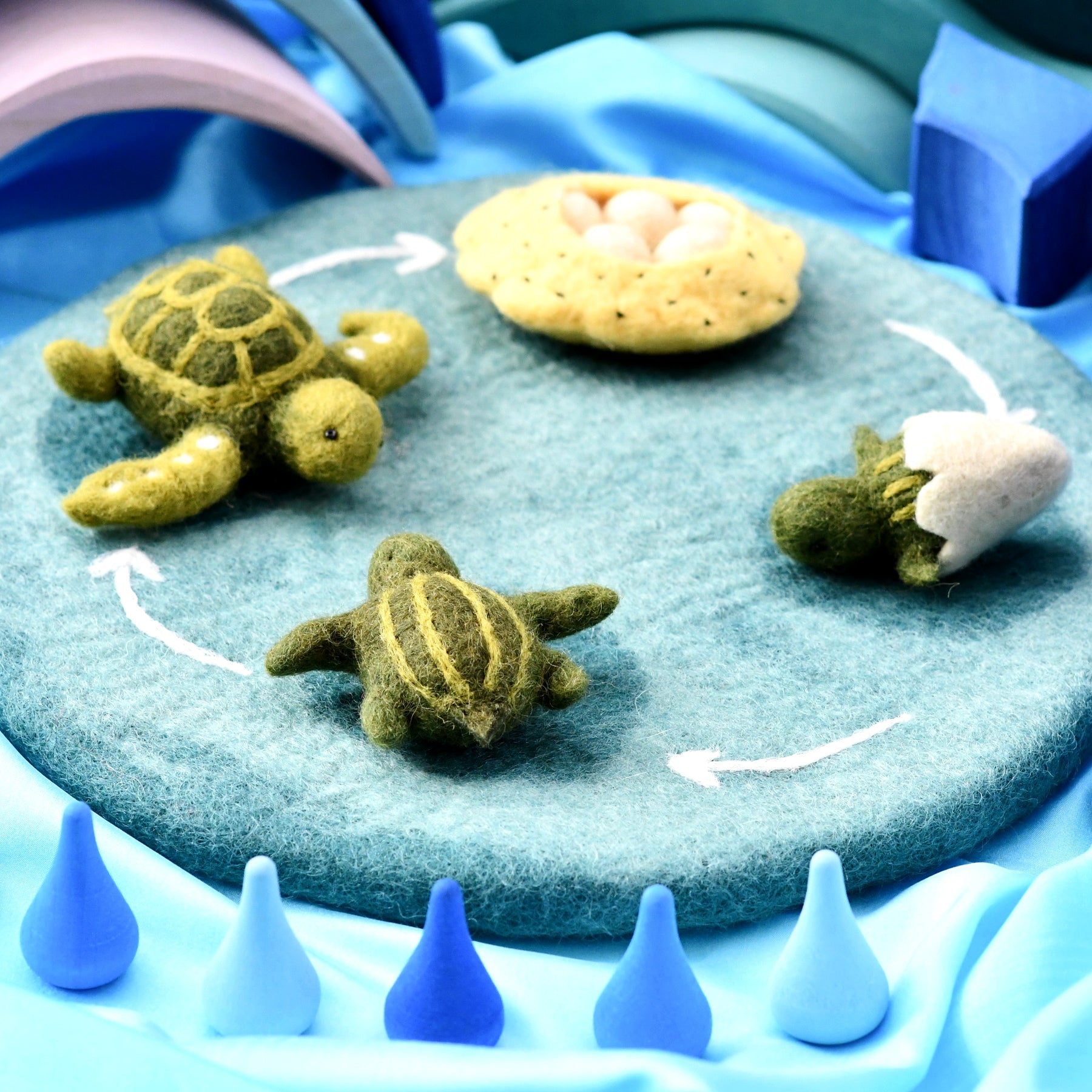 Felt Life Cycle Tray Playmat (Water) - Tara Treasures