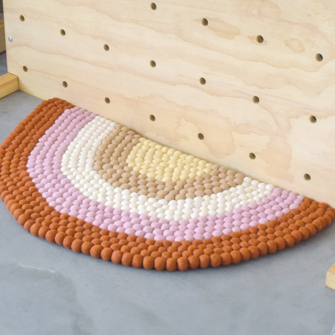 Rainbow Felt Ball Rug - Boho - Tara Treasures