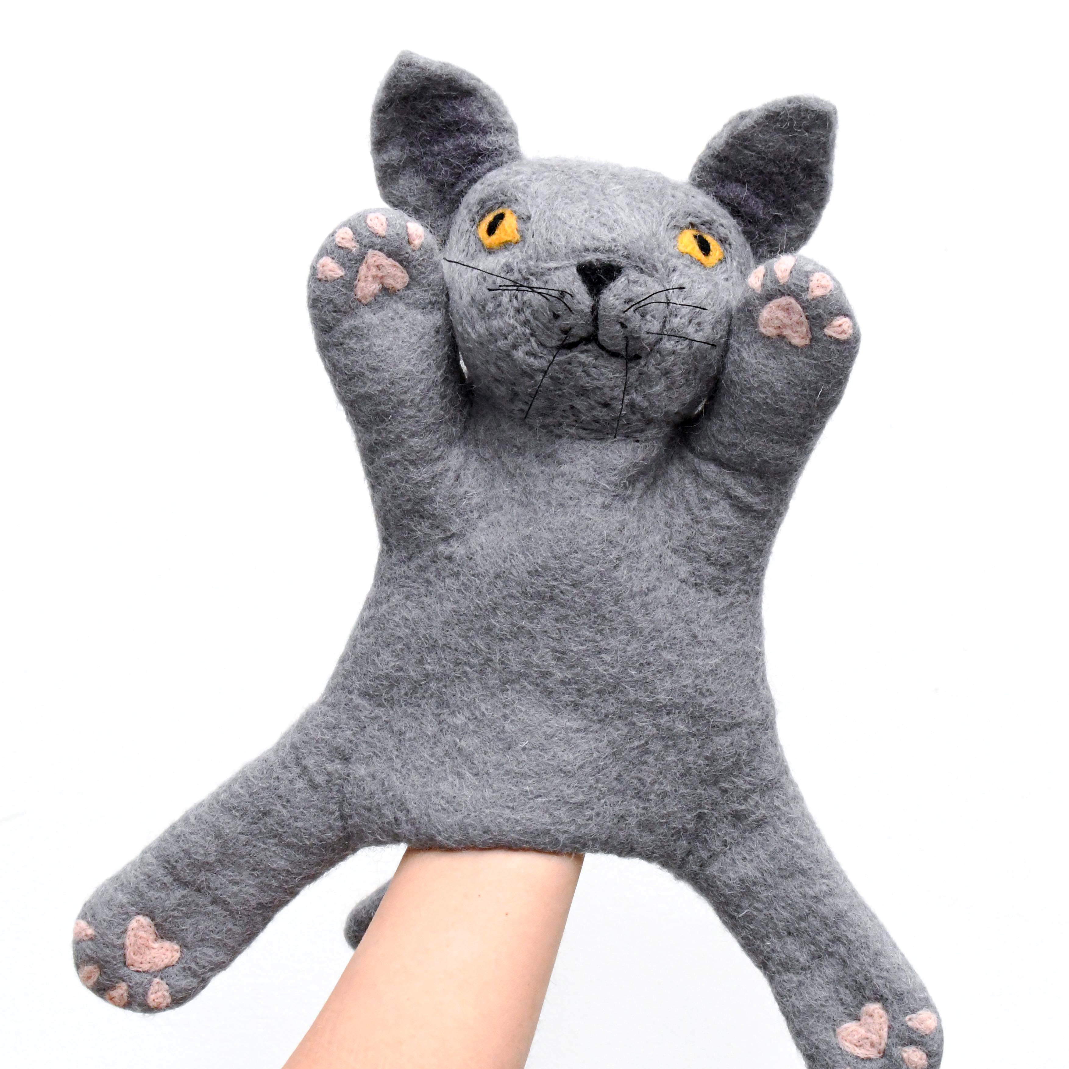 Hand Puppet - British Shorthair Grey Cat - Tara Treasures