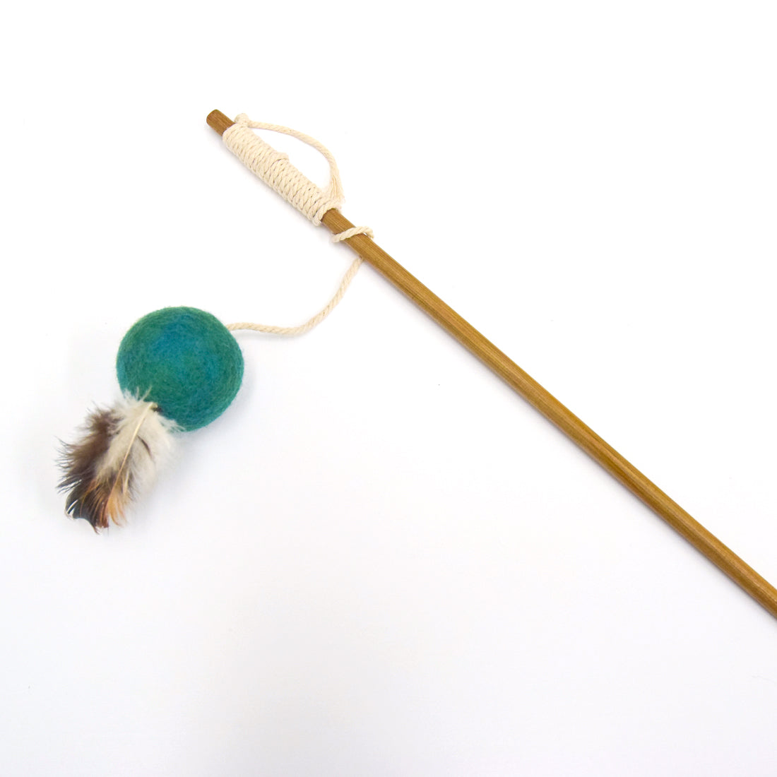 Feather Teaser Ball Cat Wand - Teal - Tara Treasures