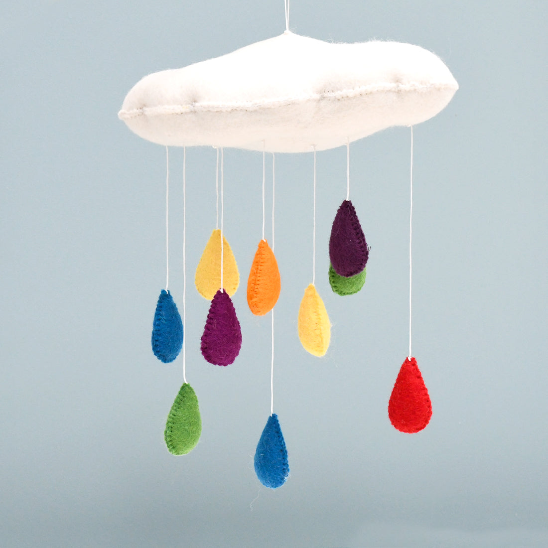 Cloud Nursery Mobile with Raindrops - 3D Colourful - Tara Treasures