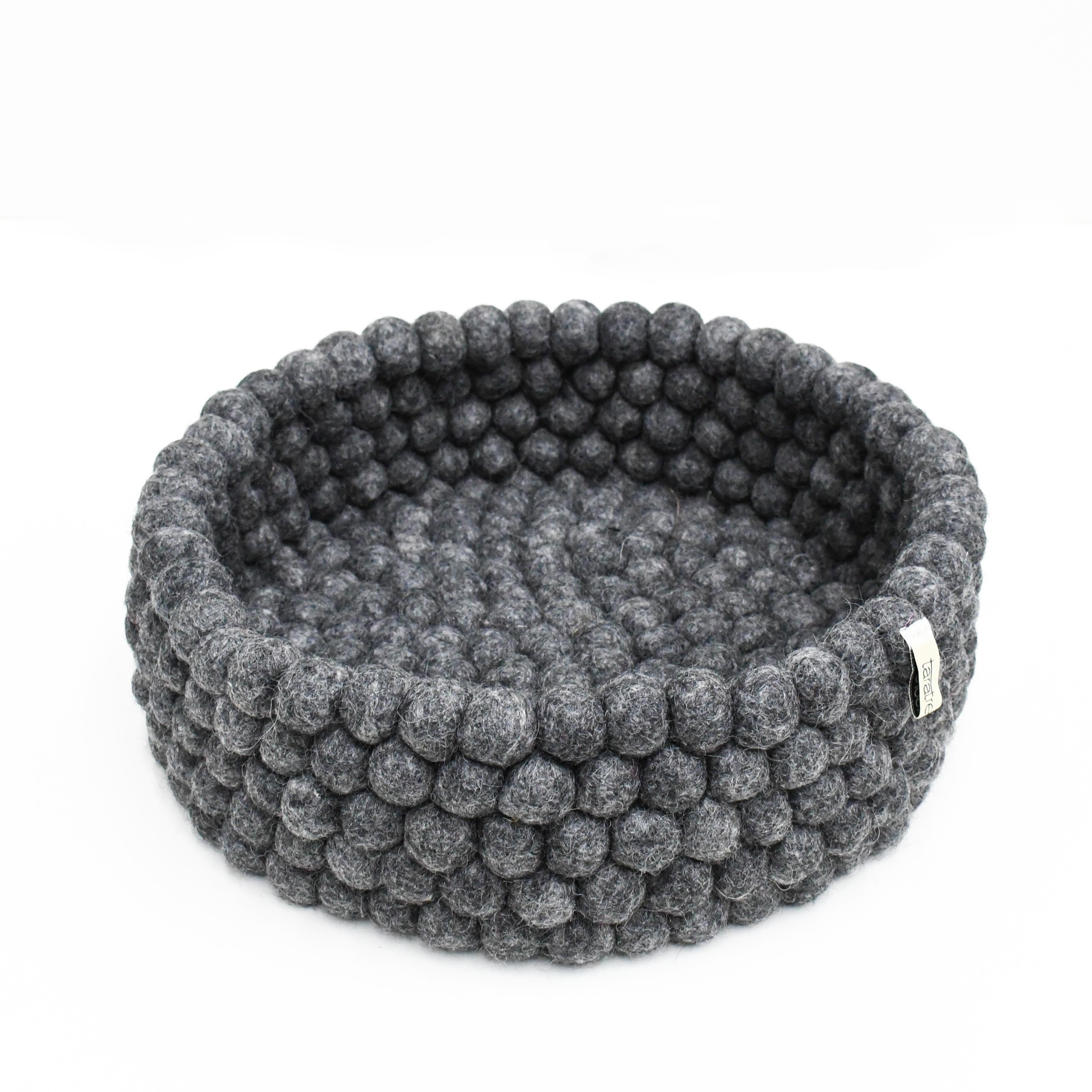 Felt Ball Basket - Dark Grey 30cm - Tara Treasures