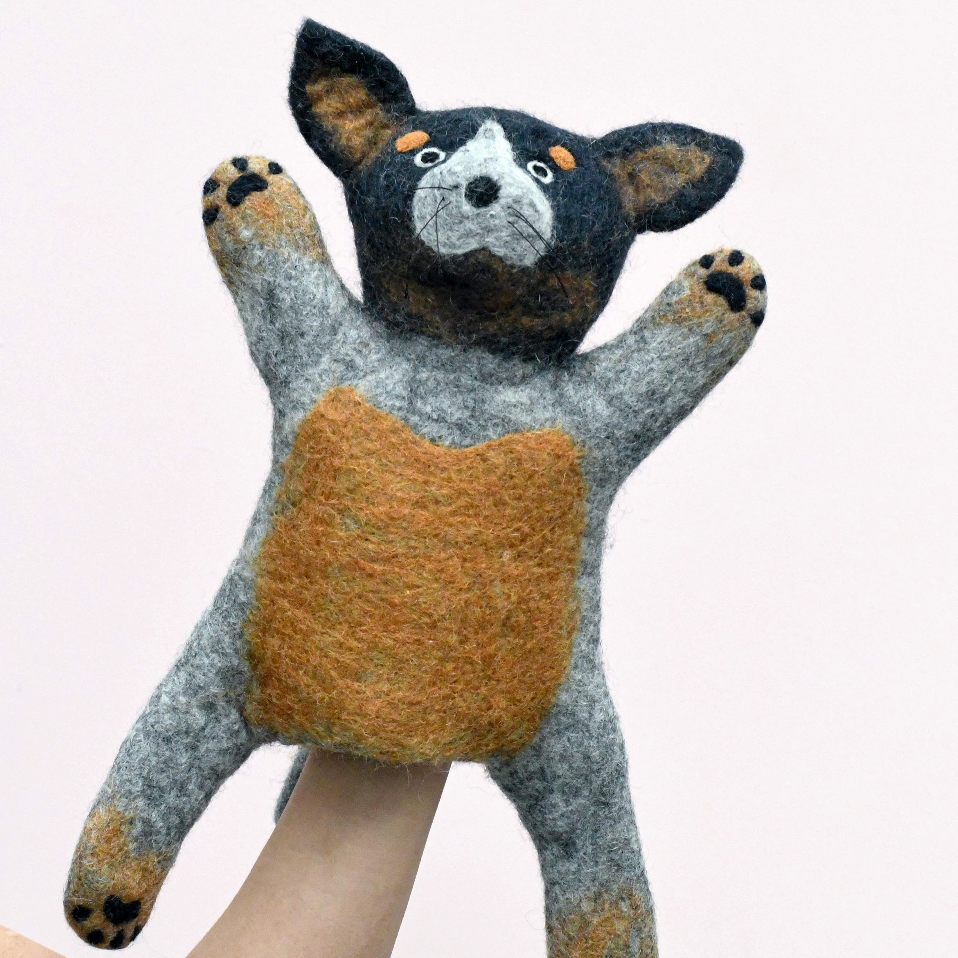 Hand Puppet - Australian Cattle Dog (Blue Heeler) - Tara Treasures