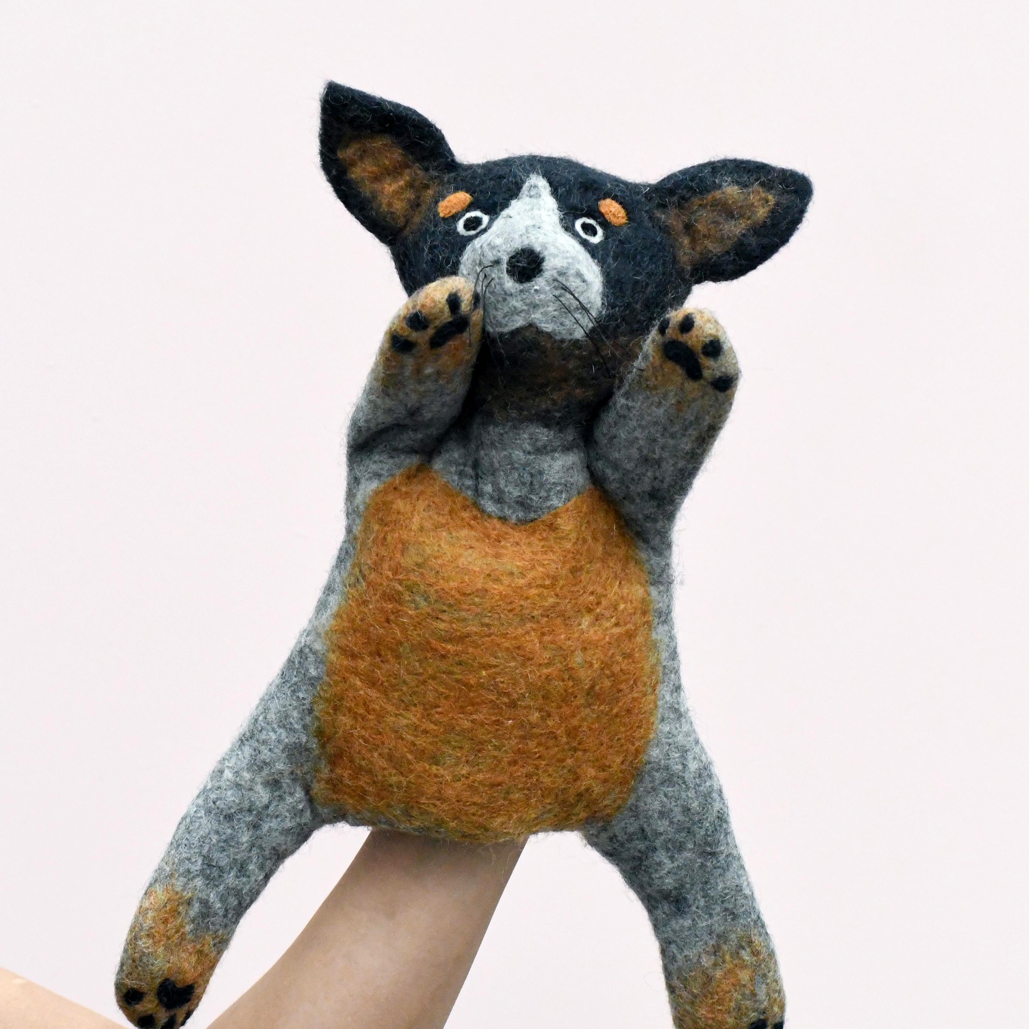 Hand Puppet - Australian Cattle Dog (Blue Heeler) - Tara Treasures