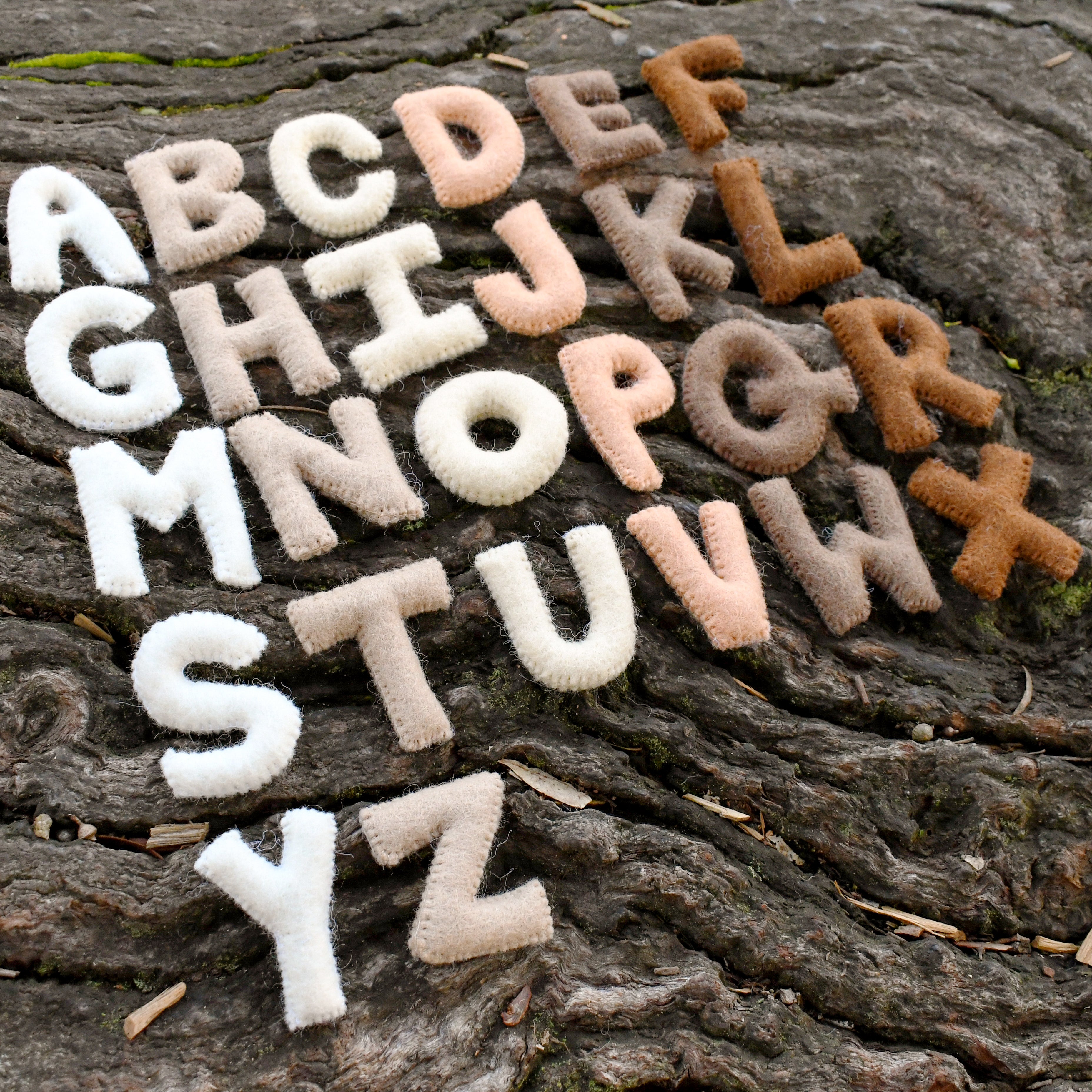 Felt Alphabet Capital Uppercase Letters - Earthy Colours - Tara Treasures