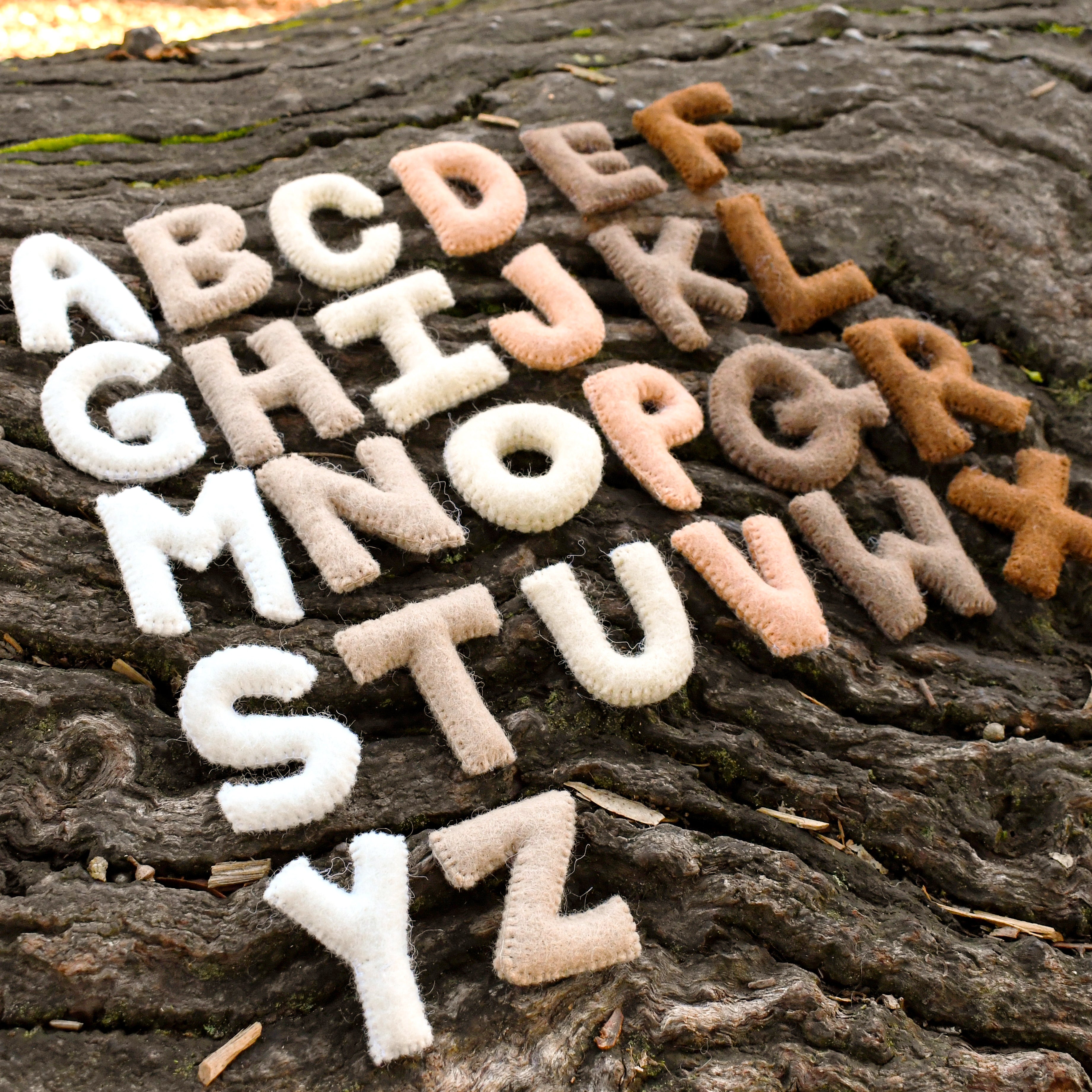 Felt Alphabet Capital Uppercase Letters - Earthy Colours - Tara Treasures