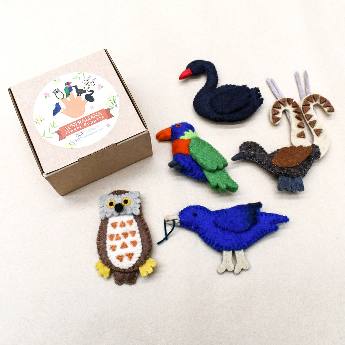 Australian Animals D, Birds of Australia, Finger Puppets Set - Tara Treasures