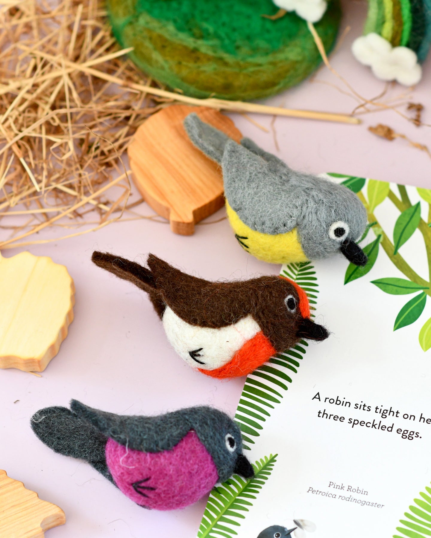 Felt Australian Robins - 3 Robin Birds - Tara Treasures