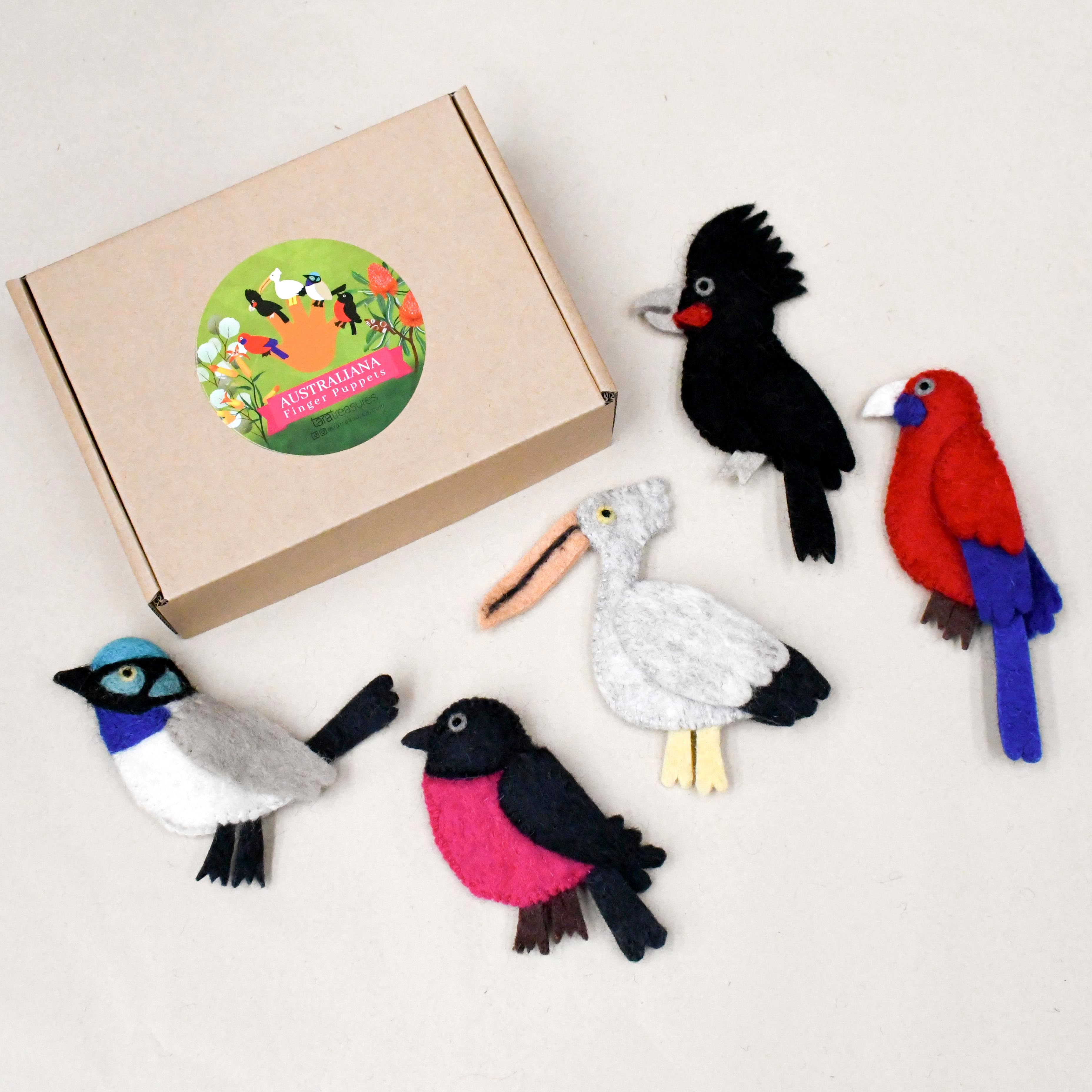 Australian Colourful Birds, Finger Puppet Set - Tara Treasures