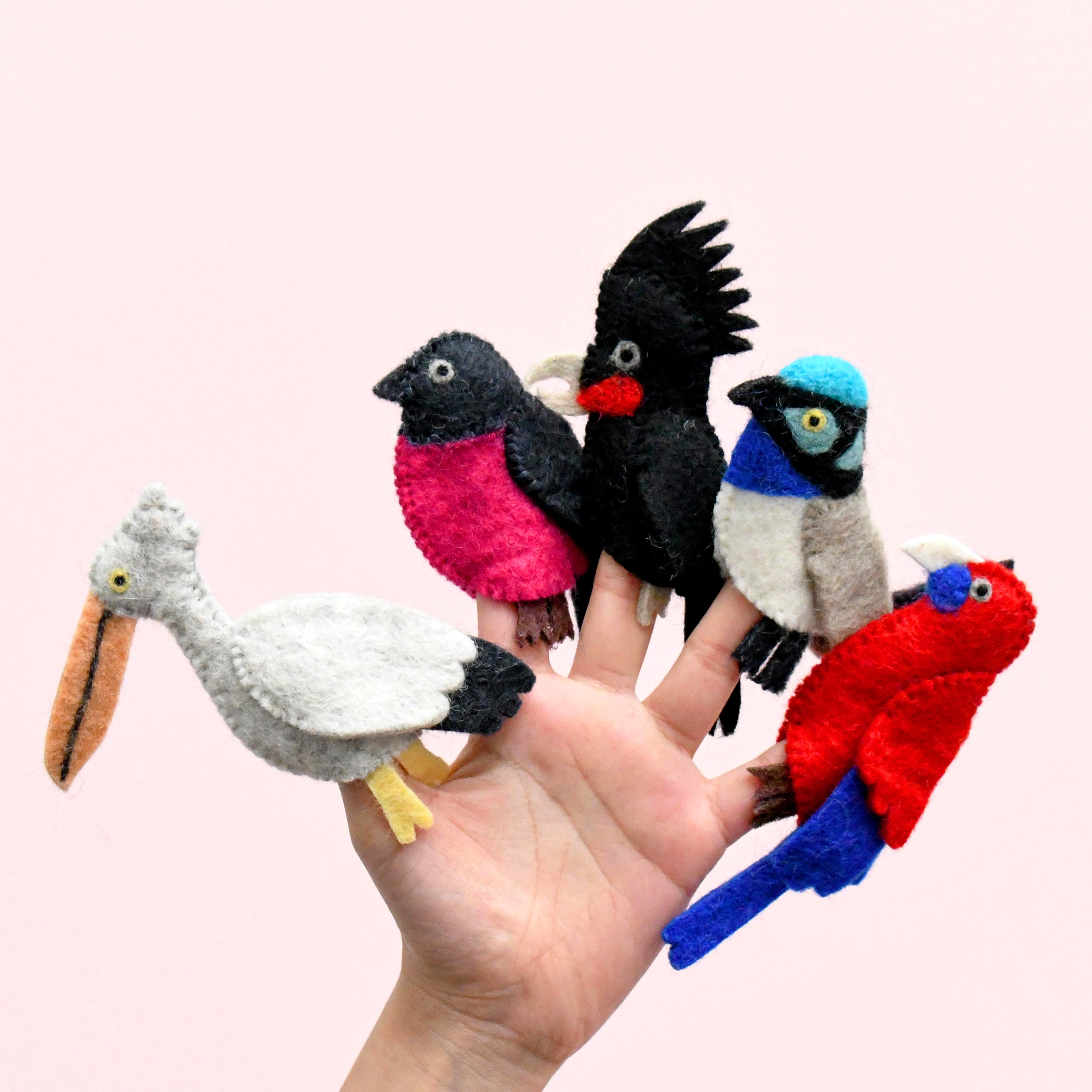 Australian Colourful Birds, Finger Puppet Set - Tara Treasures