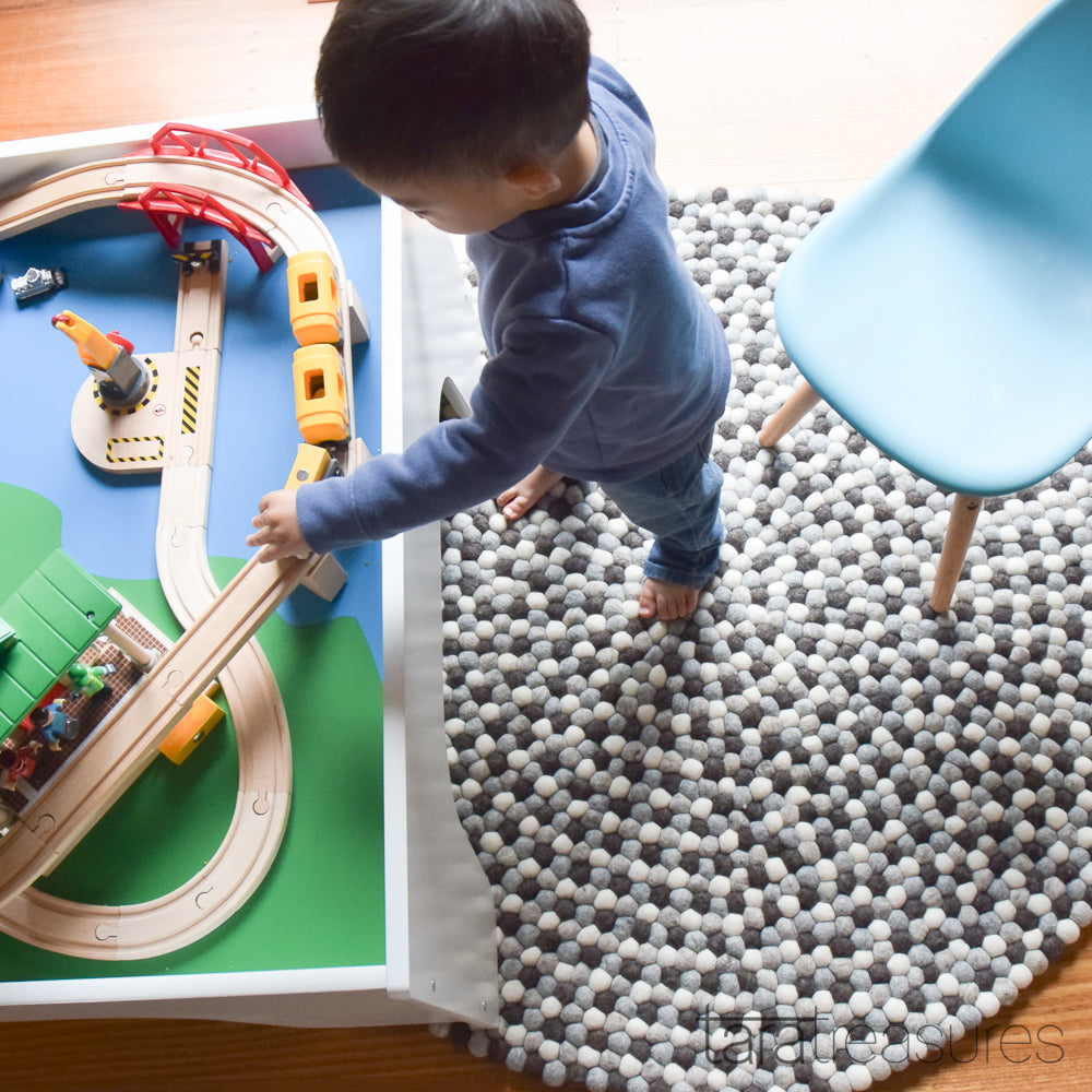 Felt Ball Rug - Pebbles 100cm - Tara Treasures