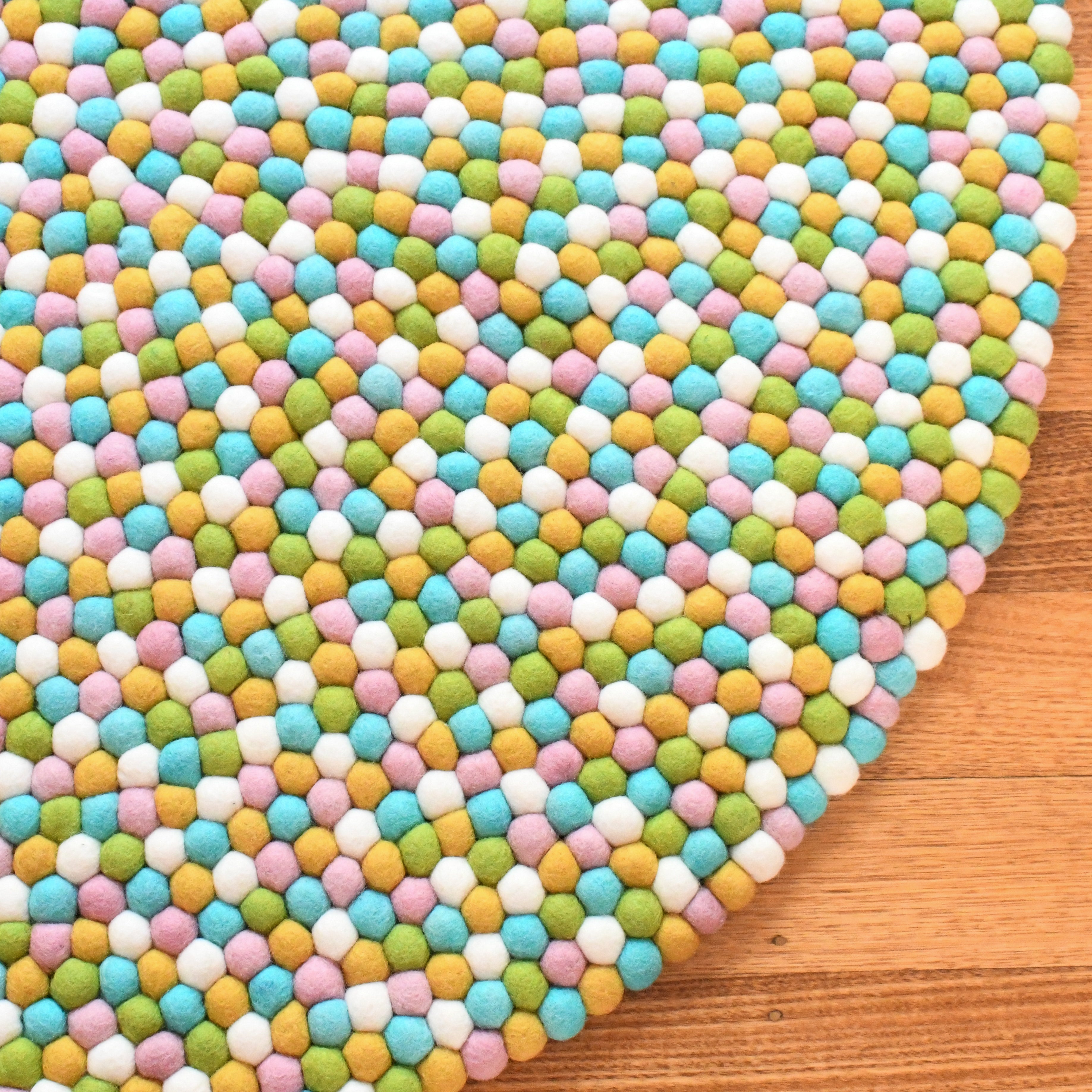 Felt Ball Rug - Jellybean Colours 100cm - Tara Treasures