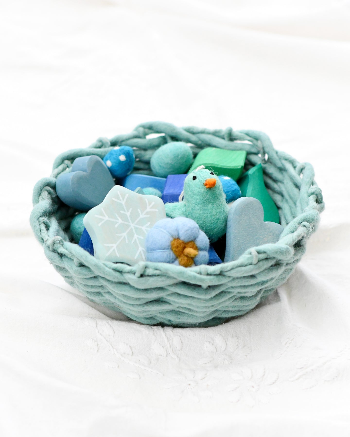 Felt Weave Basket - Light Blue Colour (Basket Only) - Tara Treasures